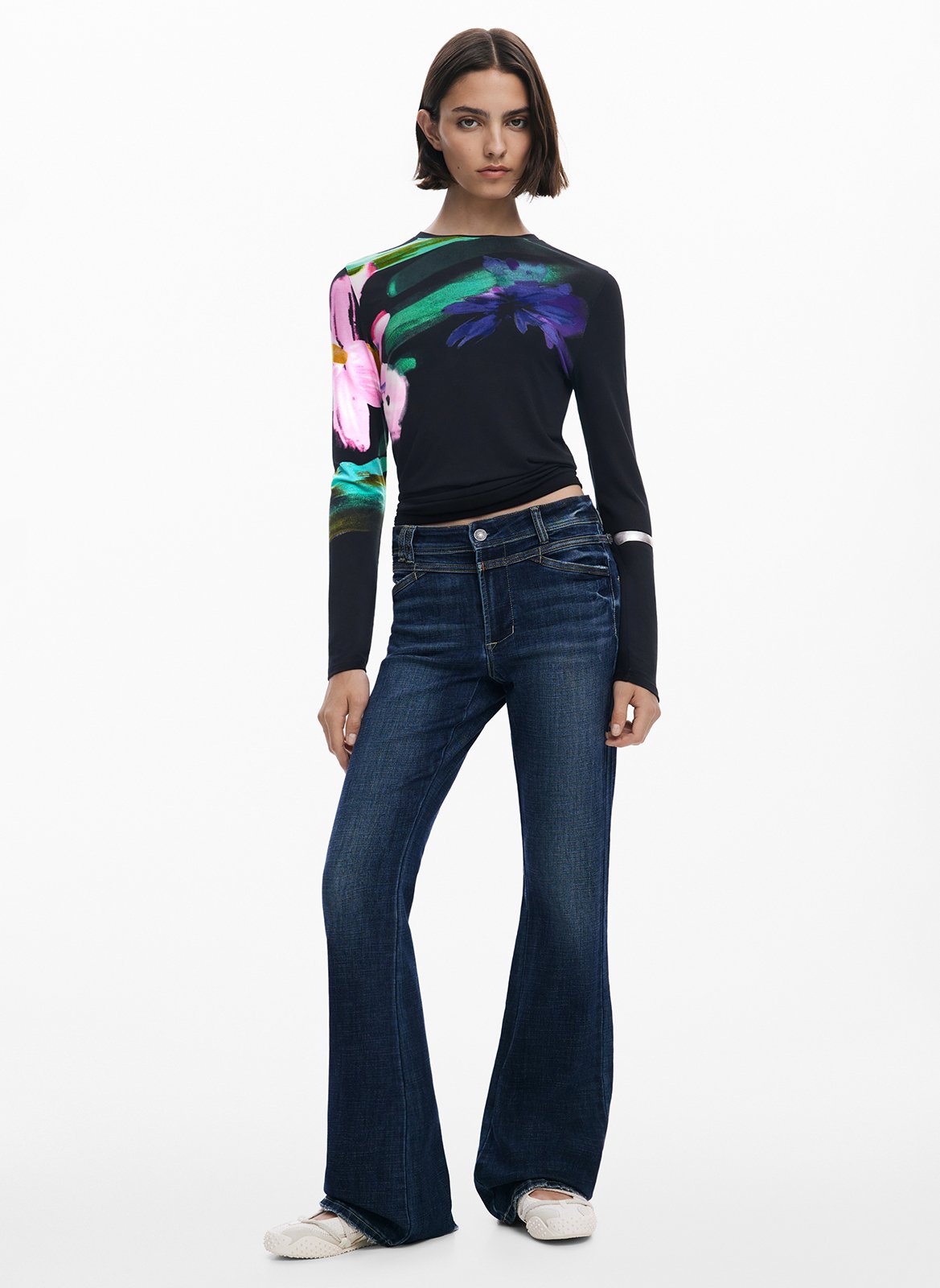 Tee-shirt col rond DESIGUAL Noir