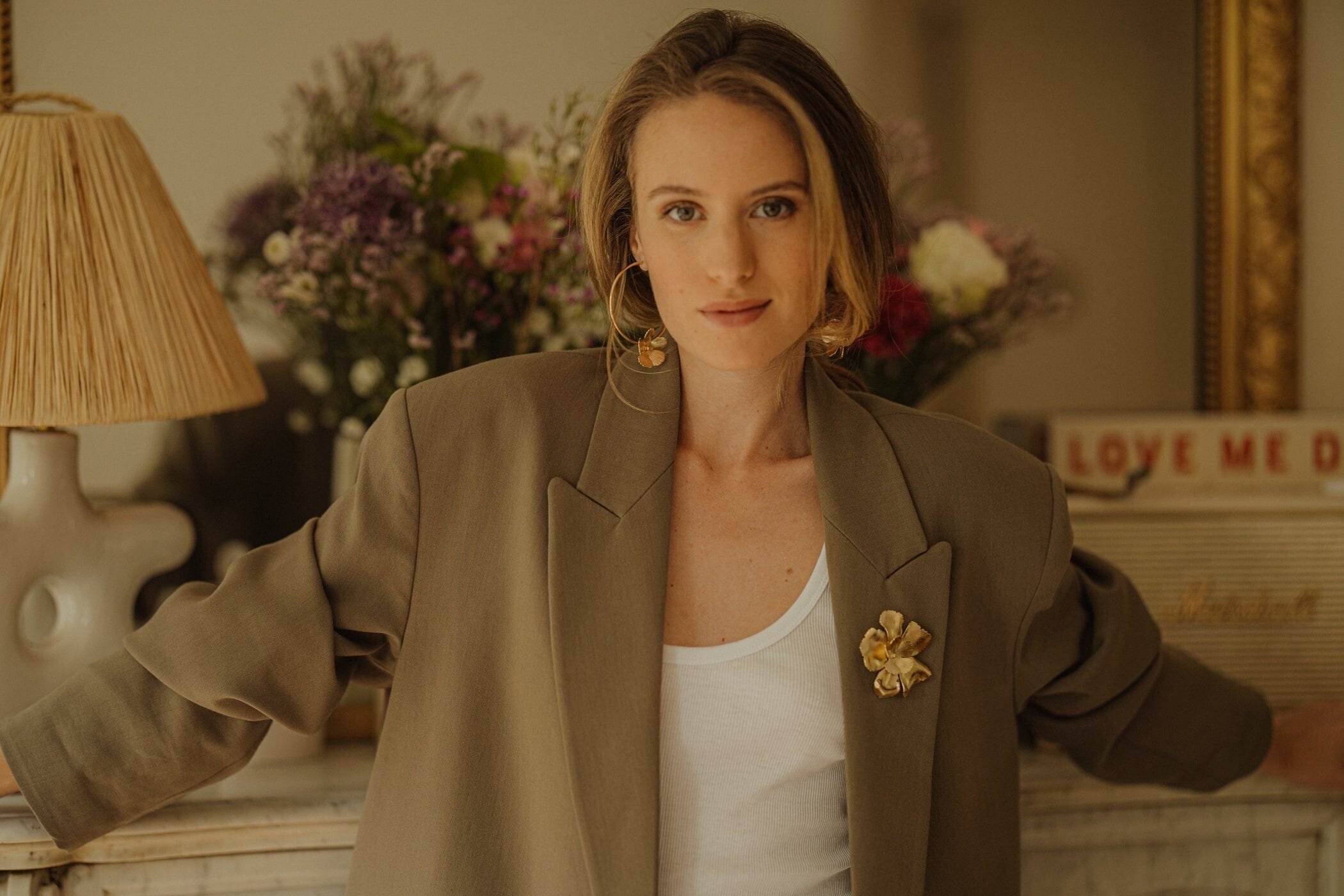 AGLAÉ - Silver-plated flower hoop earrings MONSIEUR SIMONE Golden