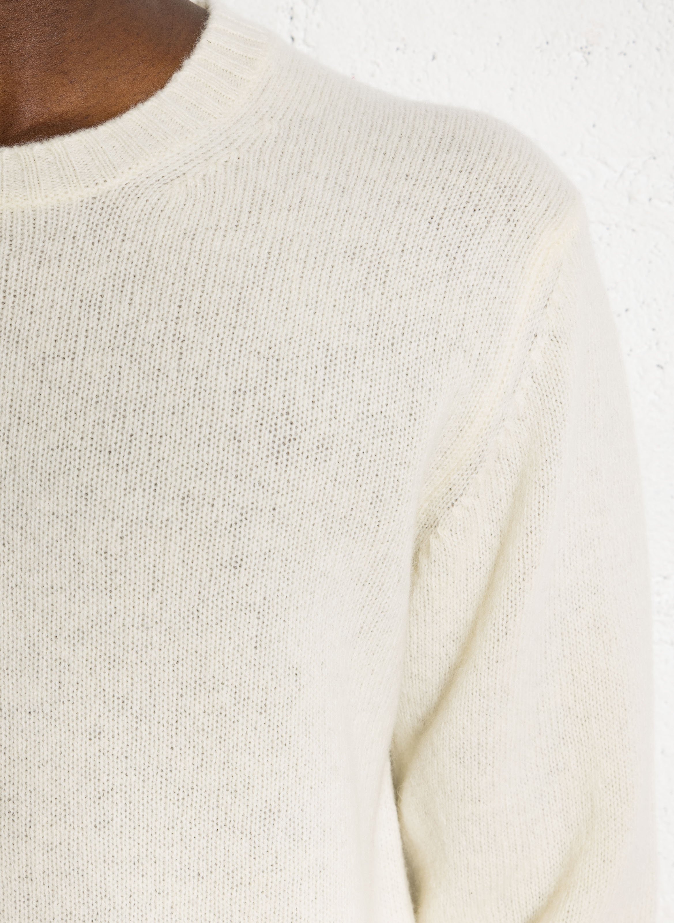 Pull droit col rond en laine HARTFORD Blanc