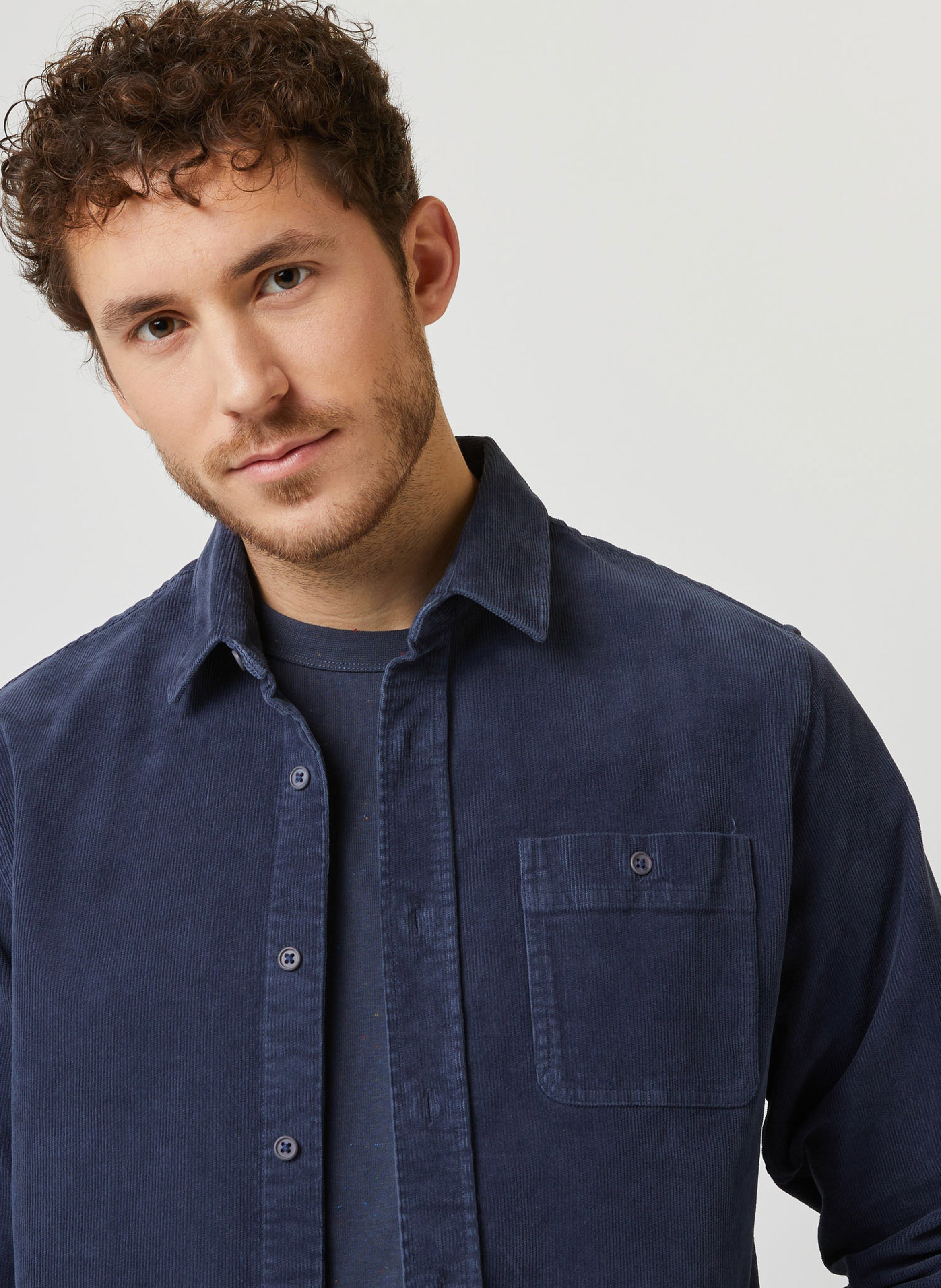 Surchemise col classique  en coton mélangé FAGUO Bleu