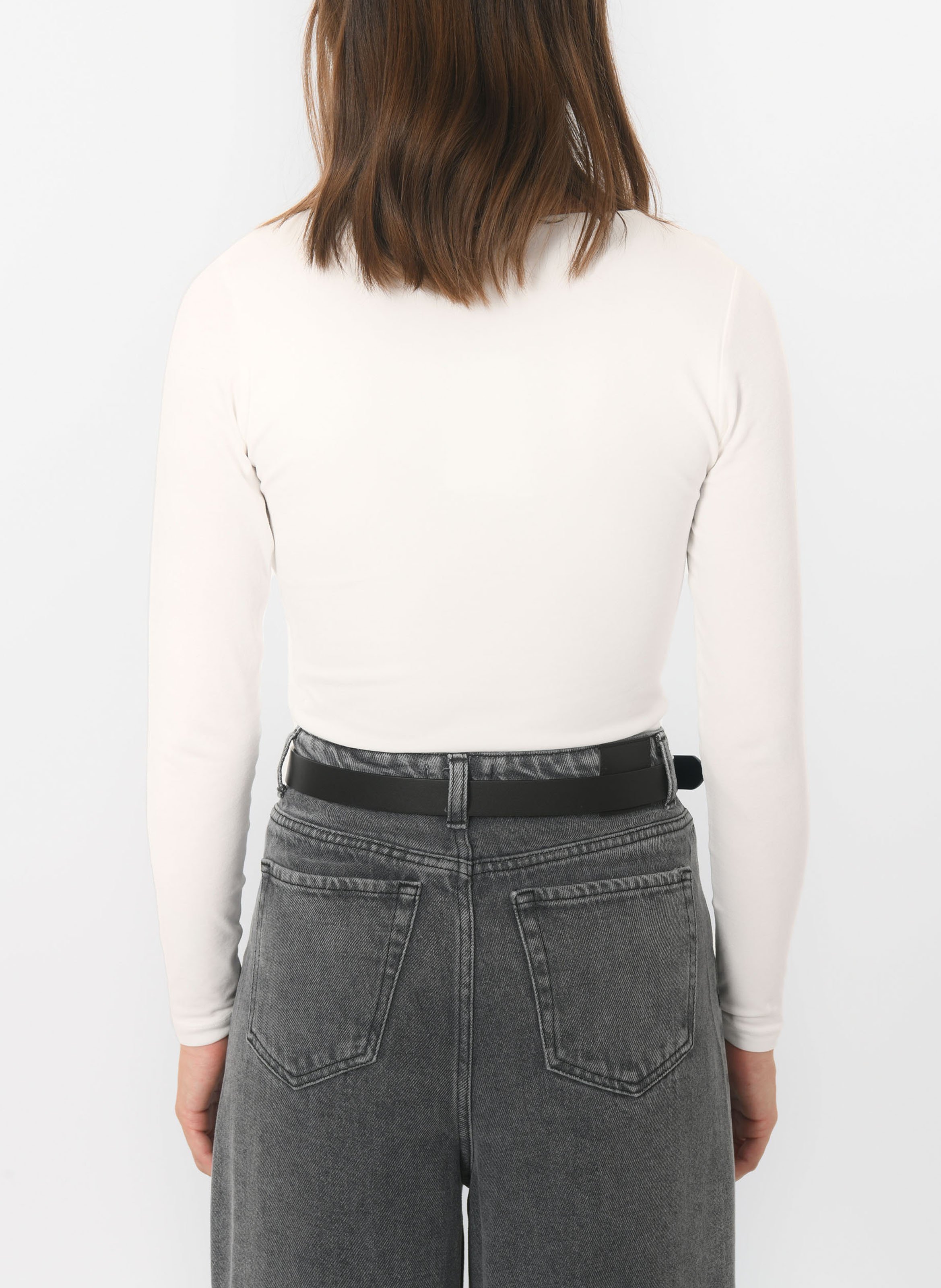 Tee-shirt moulant col V en coton mélangé KOOKAI Blanc