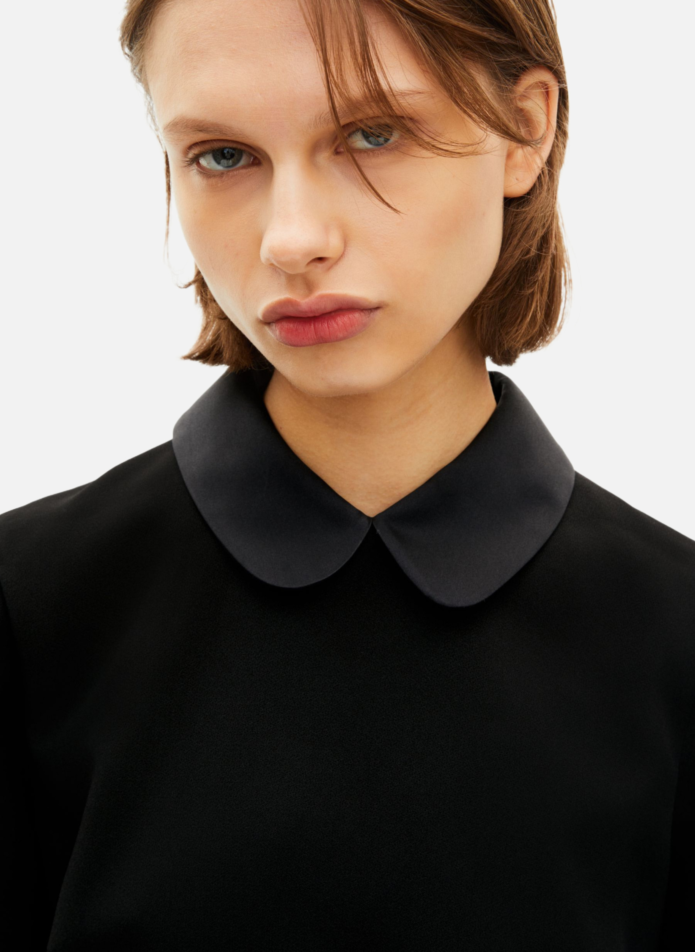 Short dress with Peter Pan collar in satin THE KOOPLES Black