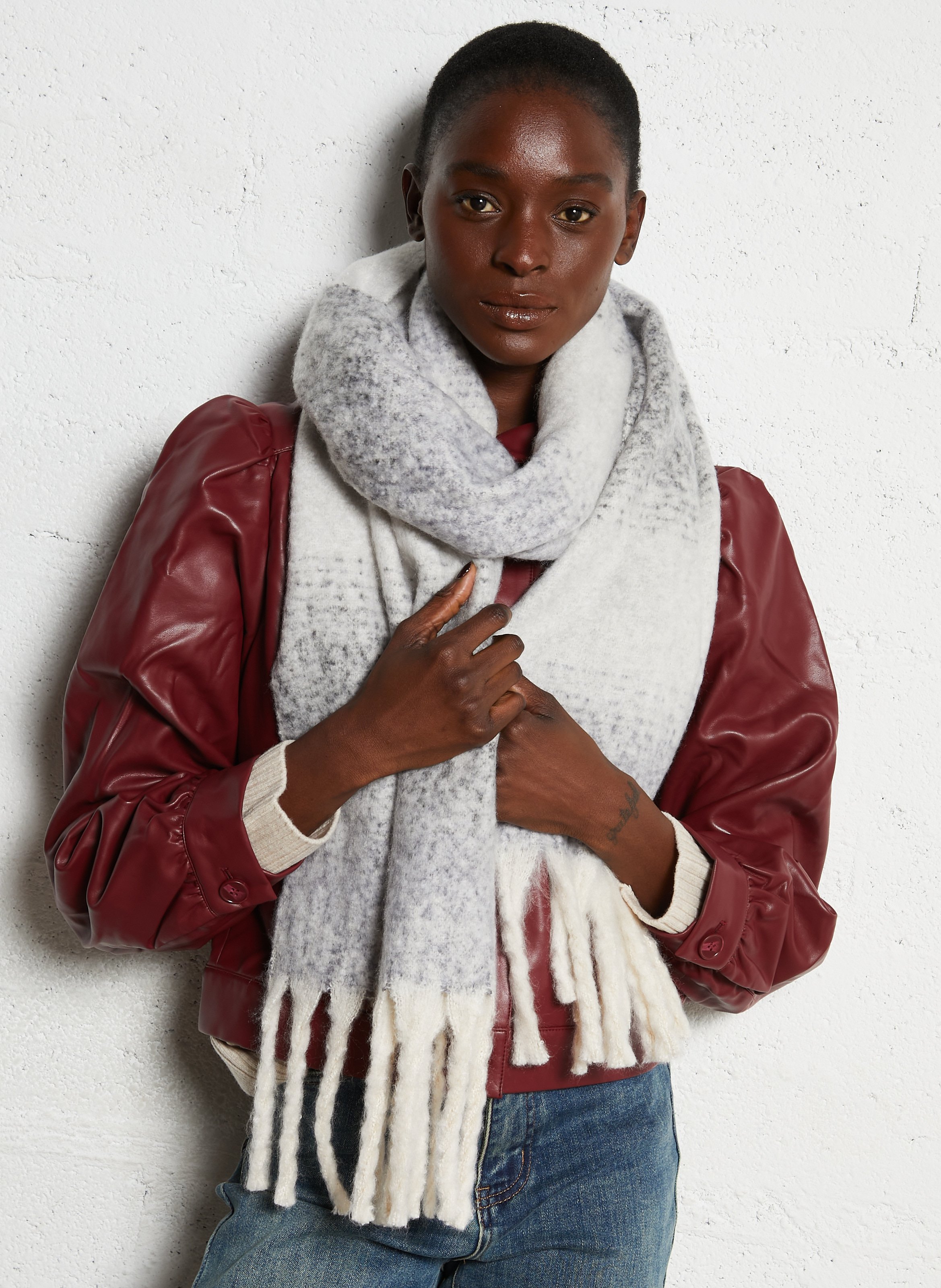 Striped scarf MAISON 123 Grey