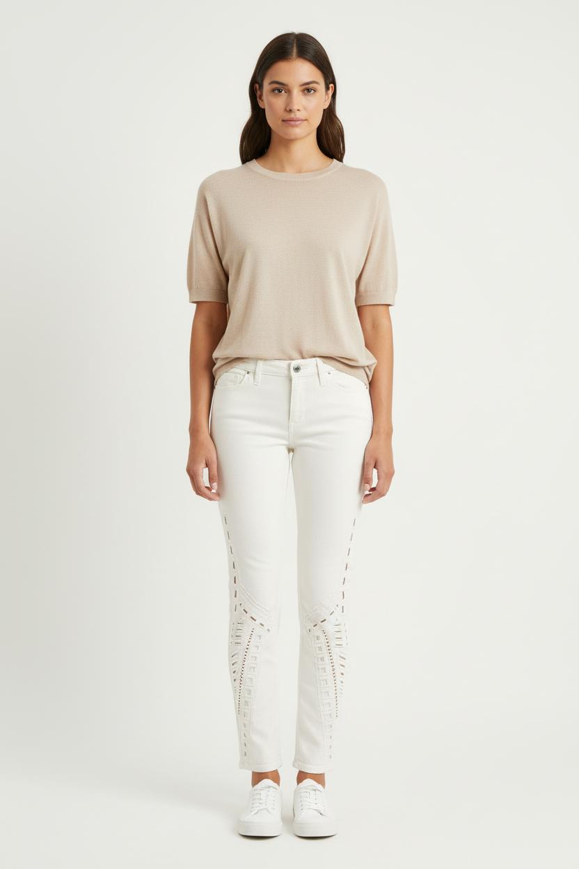 Cropped slim jeans with studs IRO - Seconde Main White