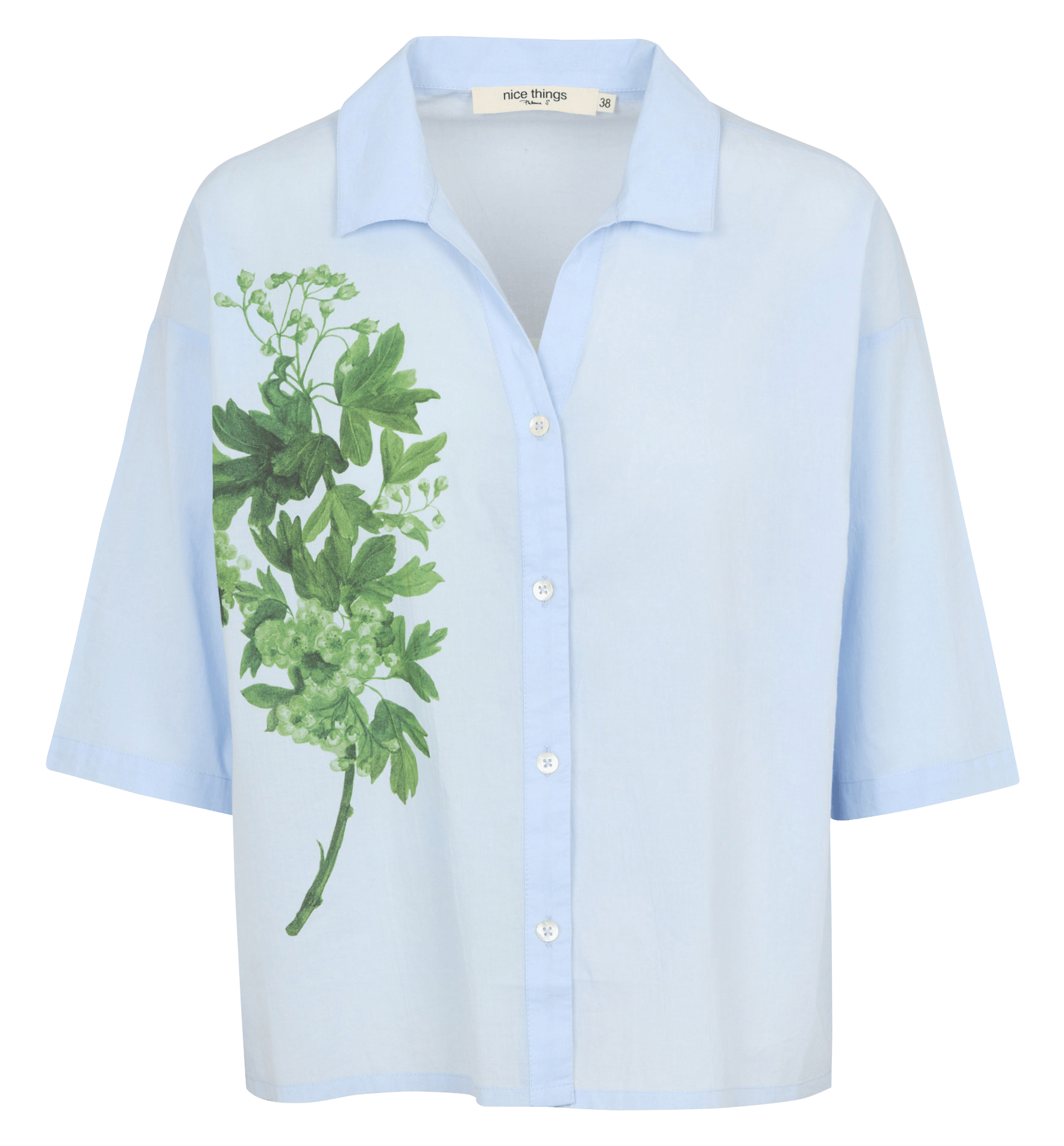 Chemise imprimée en coton NICE THINGS Bleu