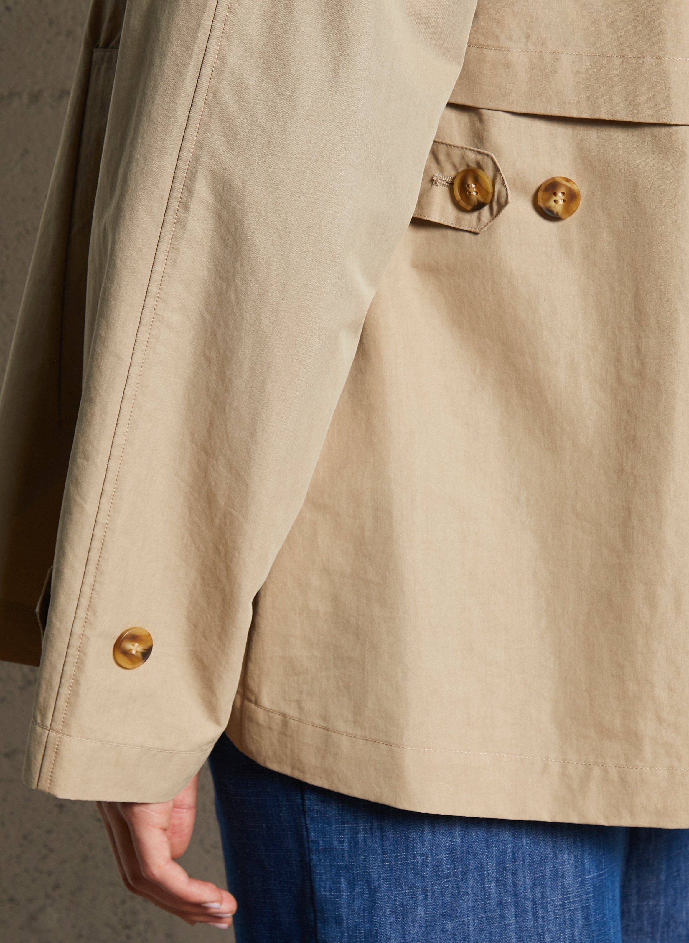 Cotton-blend straight trench coat with classic collar NICE THINGS Beige