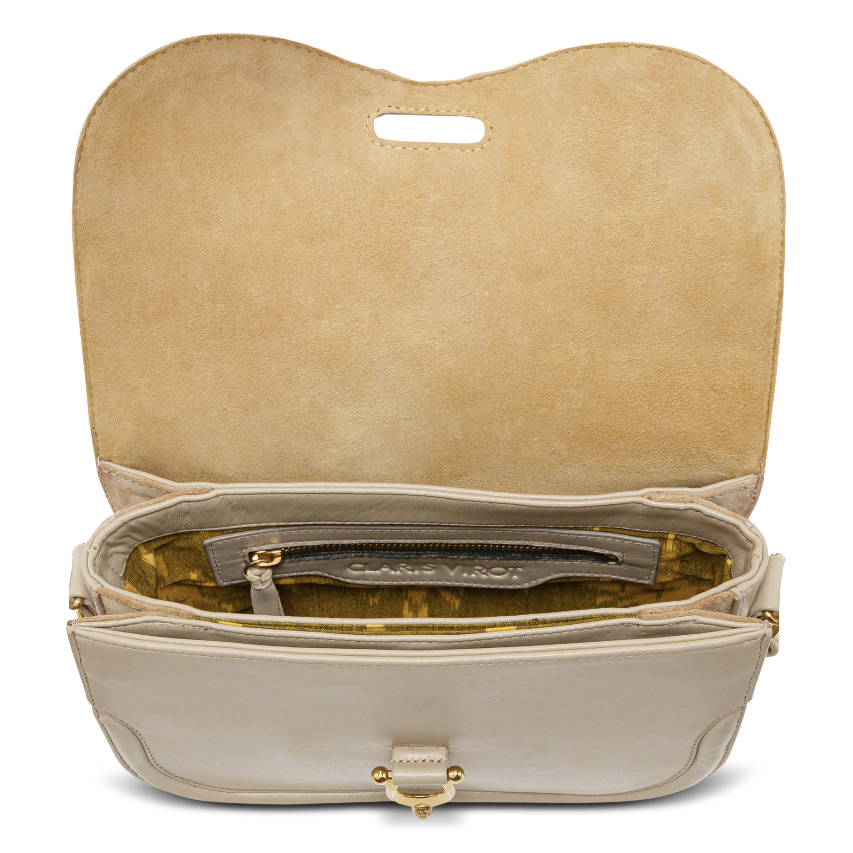 Sac bandoulière en cuir mélangé CLARIS VIROT Marron