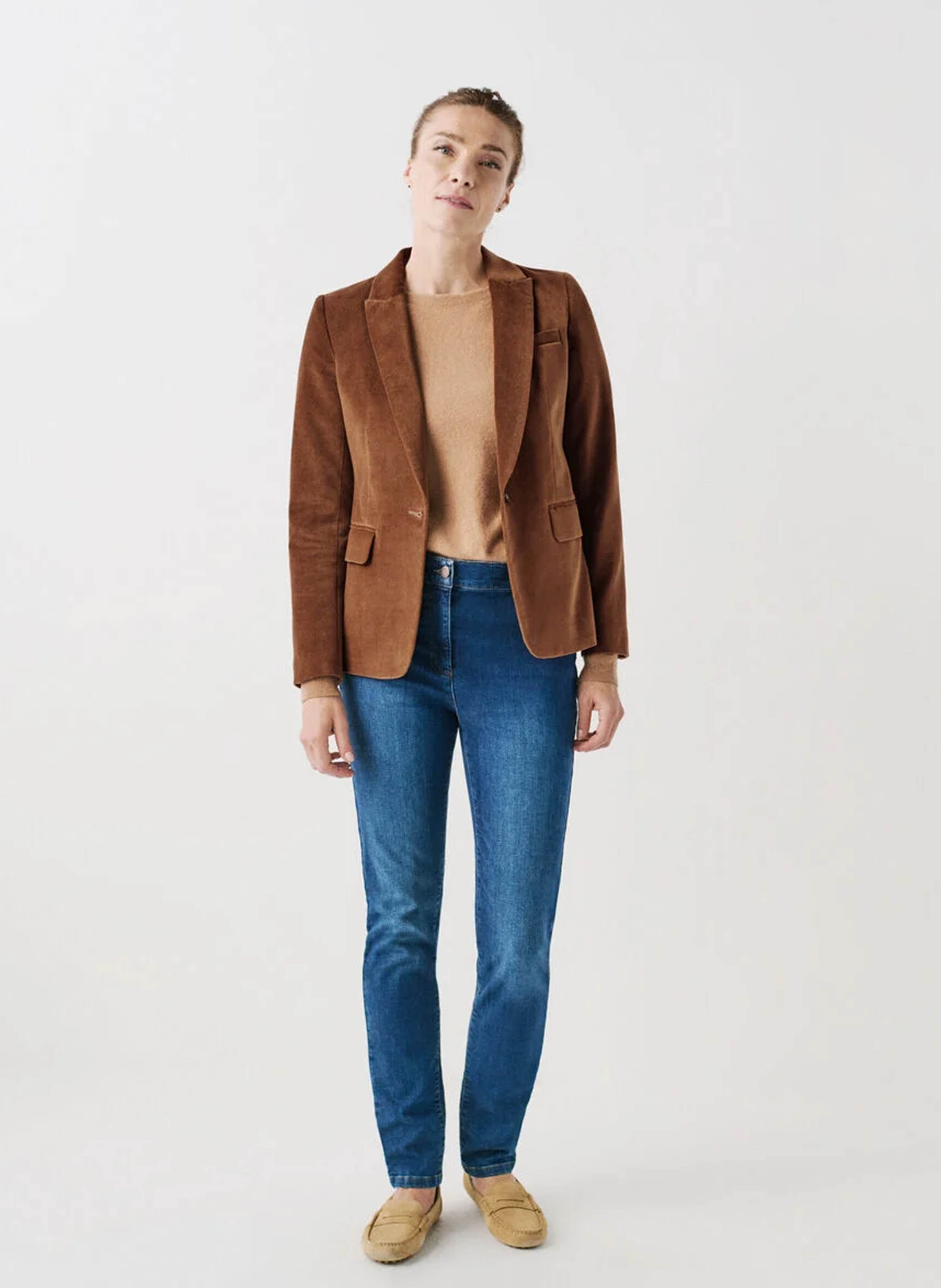 Baumwollblazer in Samtoptik CAROLL Braun