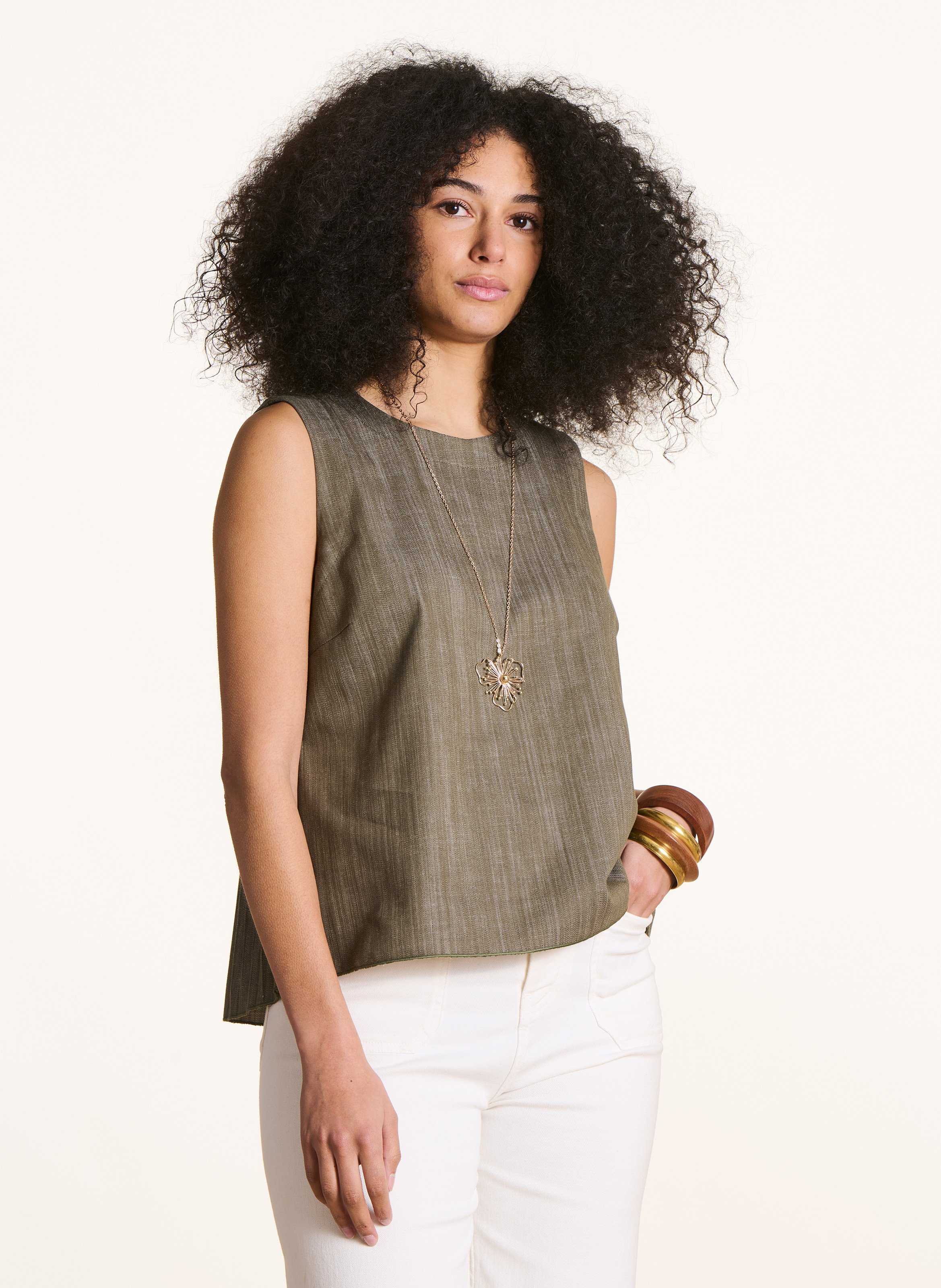 Top met ronde hals - katoenblend LA FEE MARABOUTEE