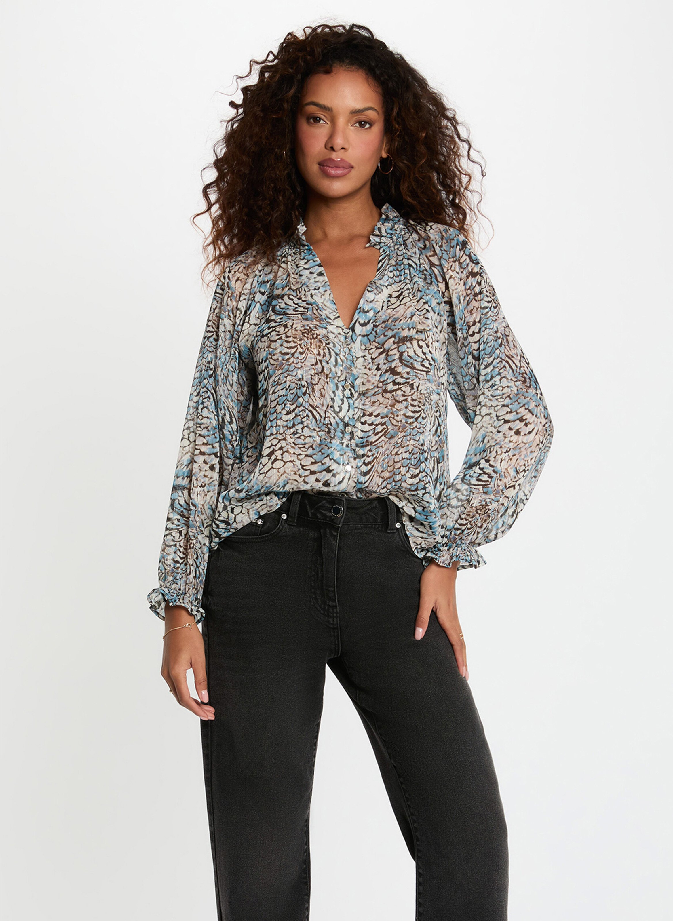 Henley-Bluse mit Print MORGAN Mehrfarbig