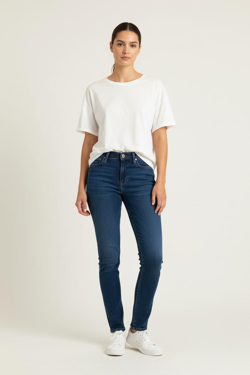 Cropped slim jeans with studs LEE - Seconde Main Blue