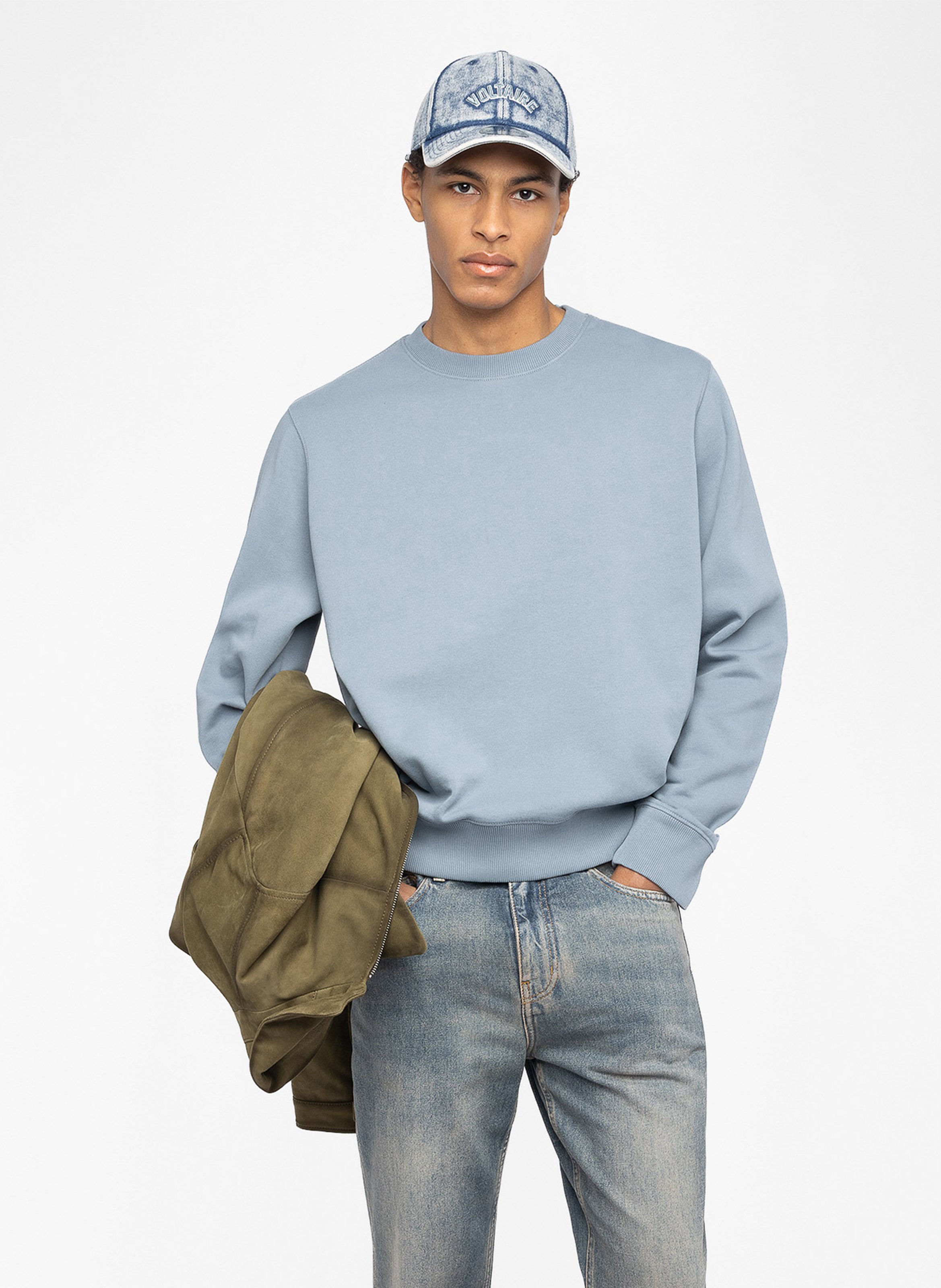 Straight-cut cotton round-neck sweater ZADIG&VOLTAIRE Blue