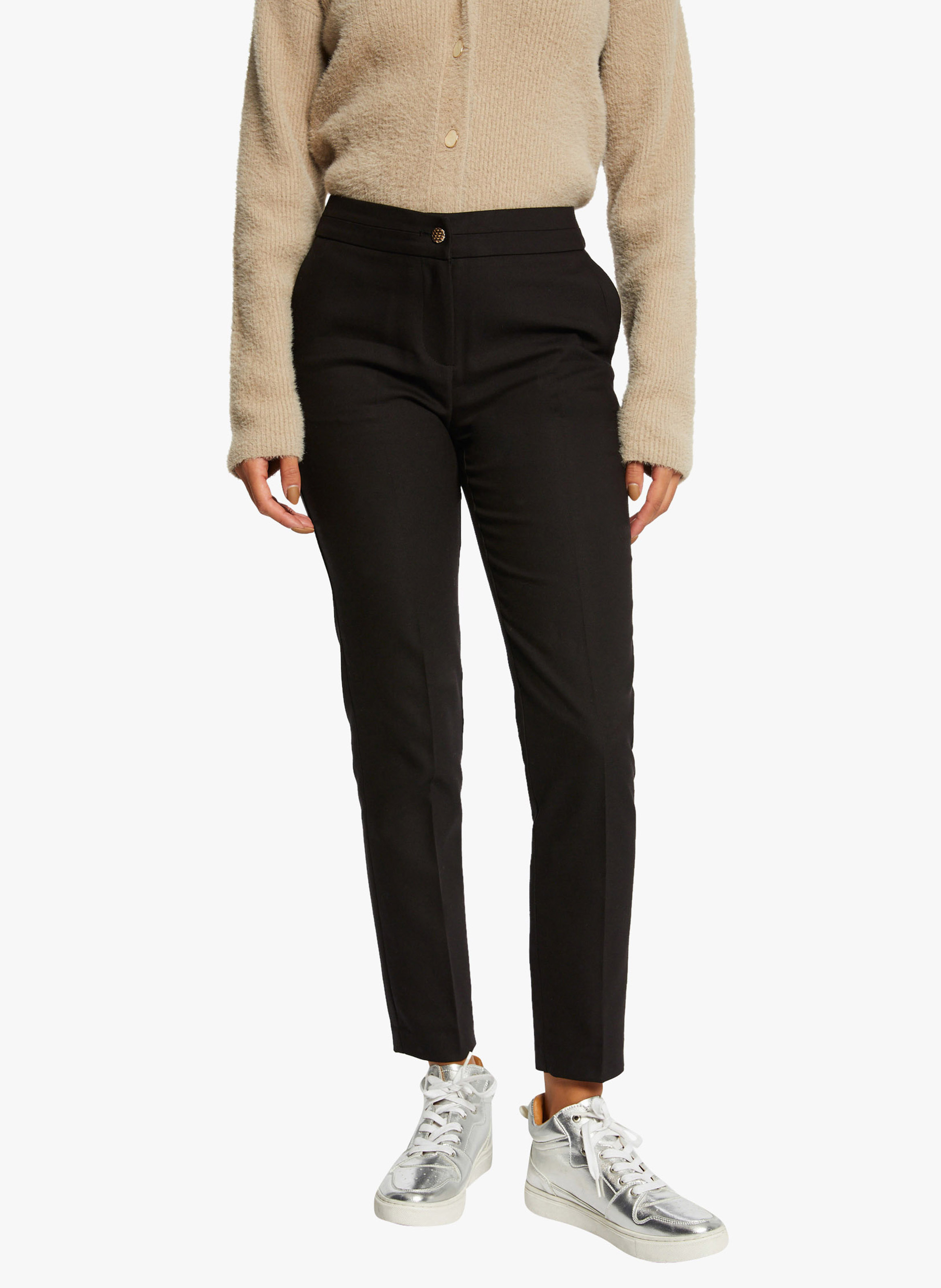 Pantalon slim 7/8 en coton mélangé  MORGAN Noir