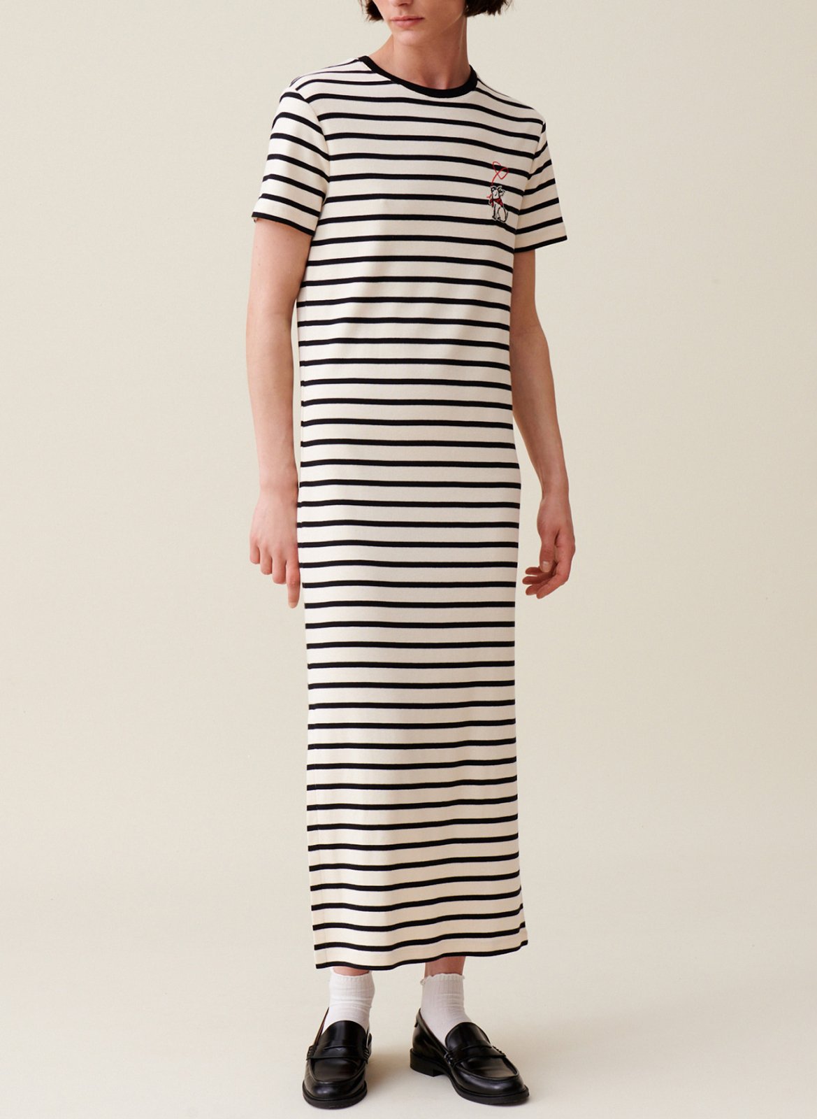 Robe midi col rond en coton rayé CLAUDIE PIERLOT Multicolore