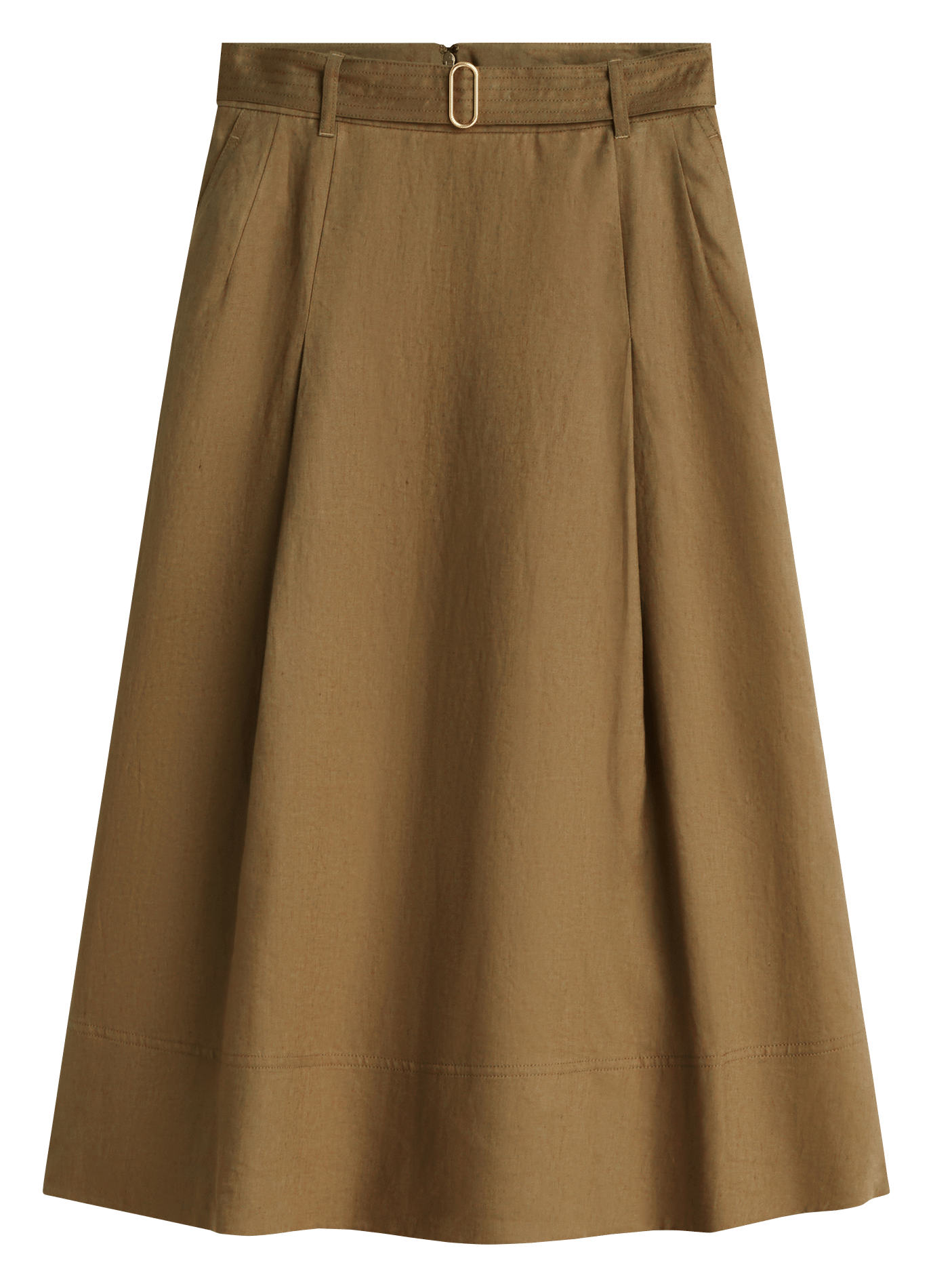 Gerende linnen rok TOMMY HILFIGER Groen