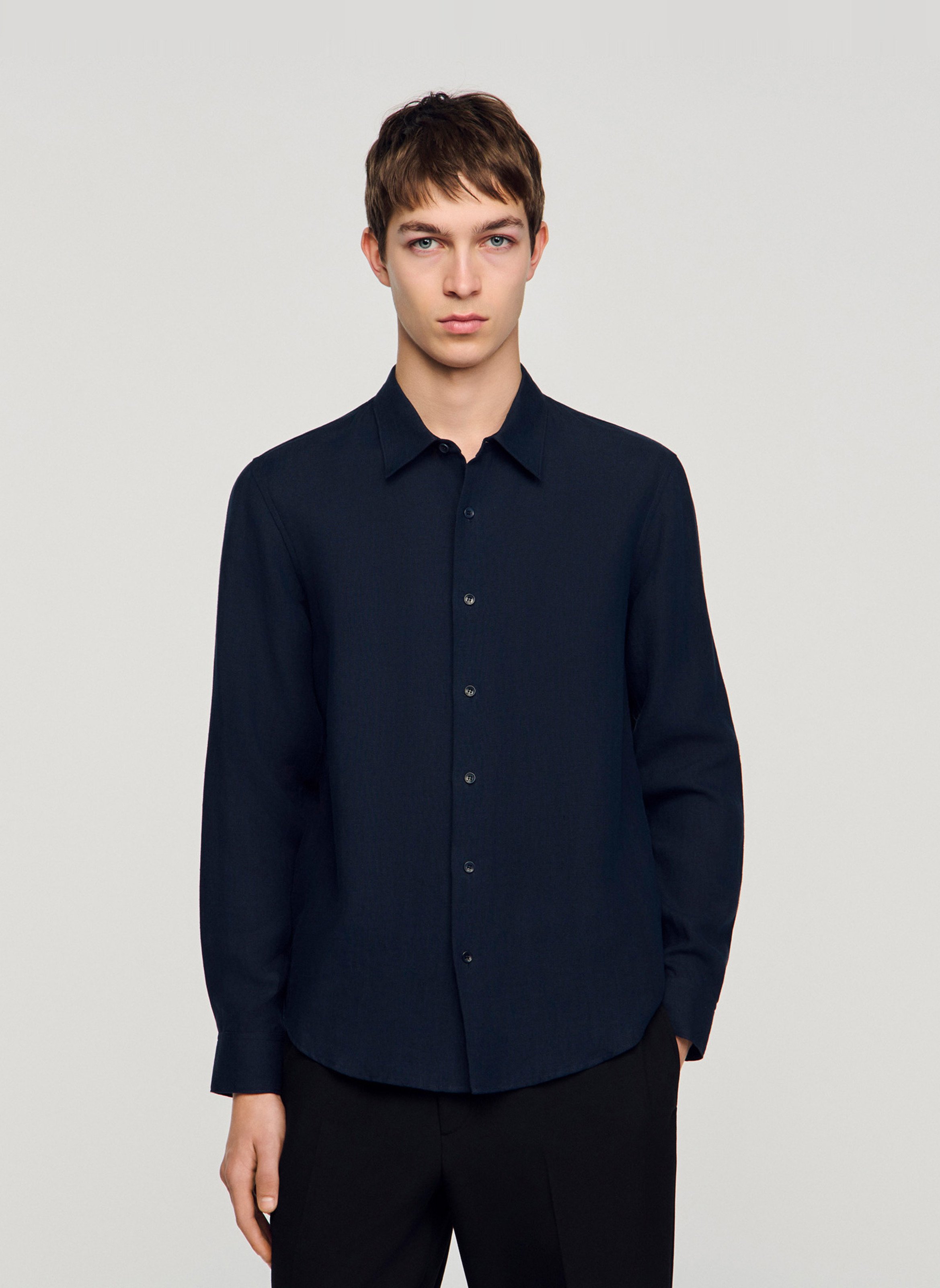 Straight-fit, linnen overhemd SANDRO