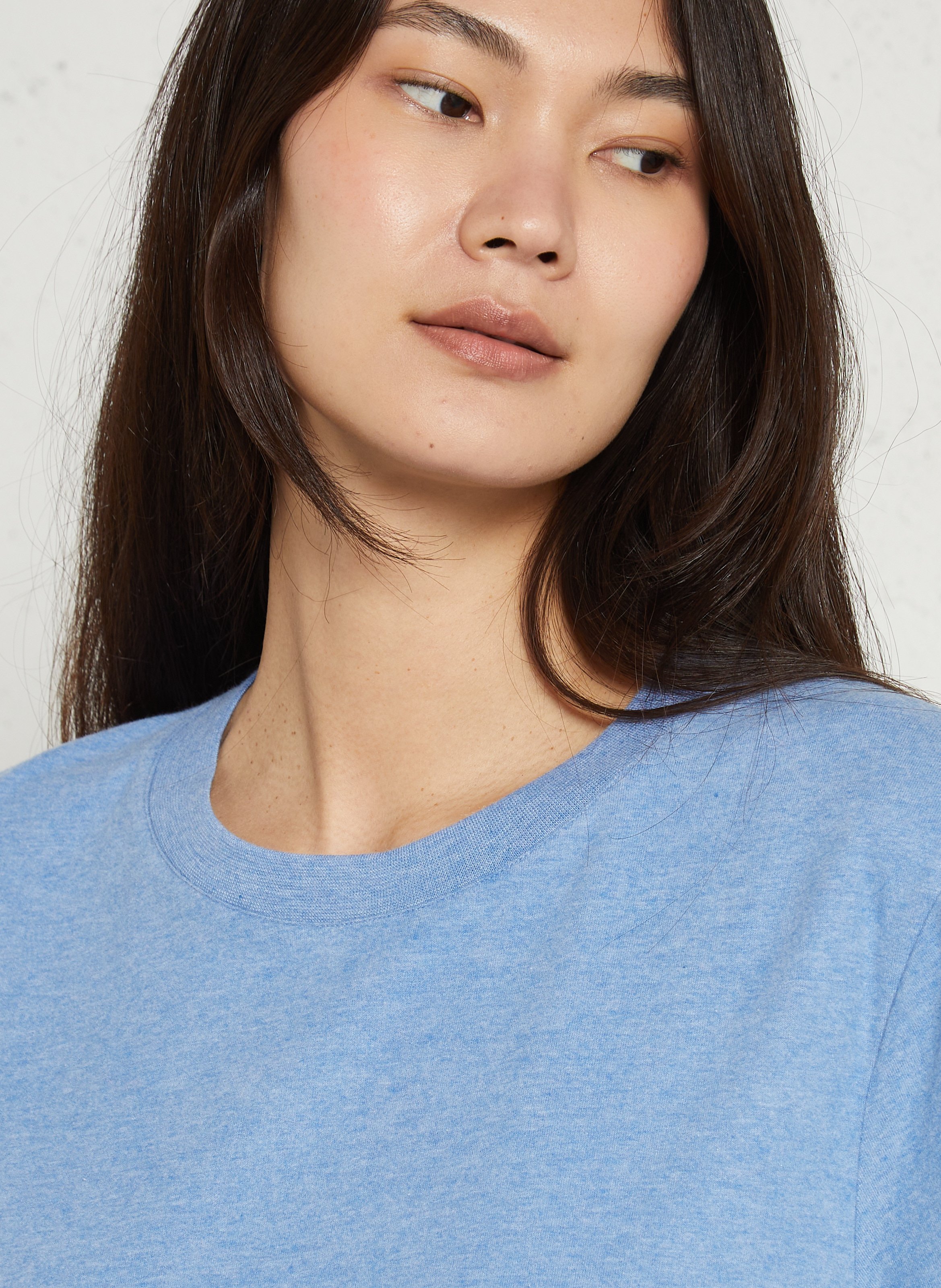 T-shirt met ronde hals | katoenblend met chiné-effect AMERICAN VINTAGE Blauw