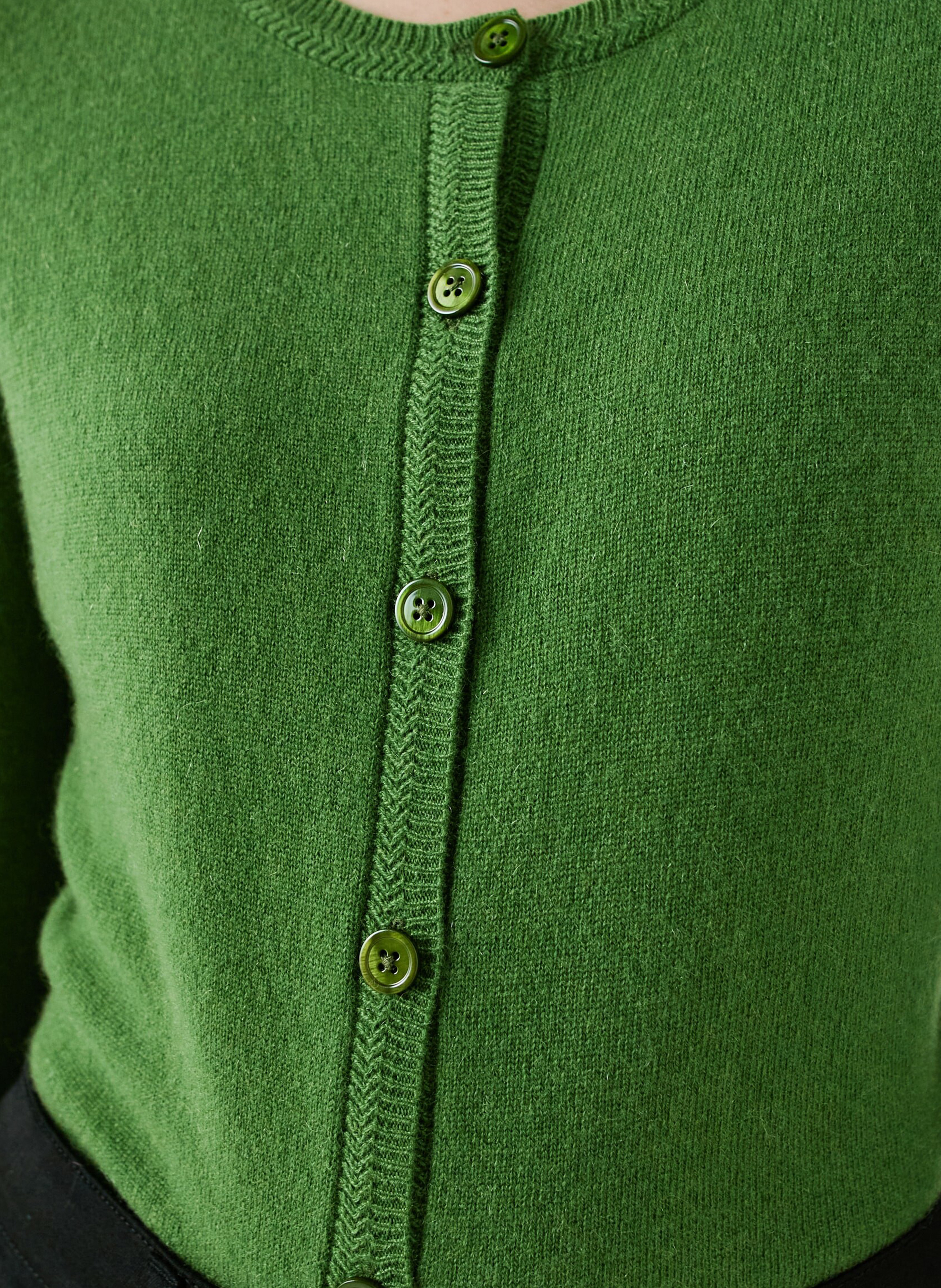 Gerader Rundhals-Cashmere-Cardigan CAROLL Grun