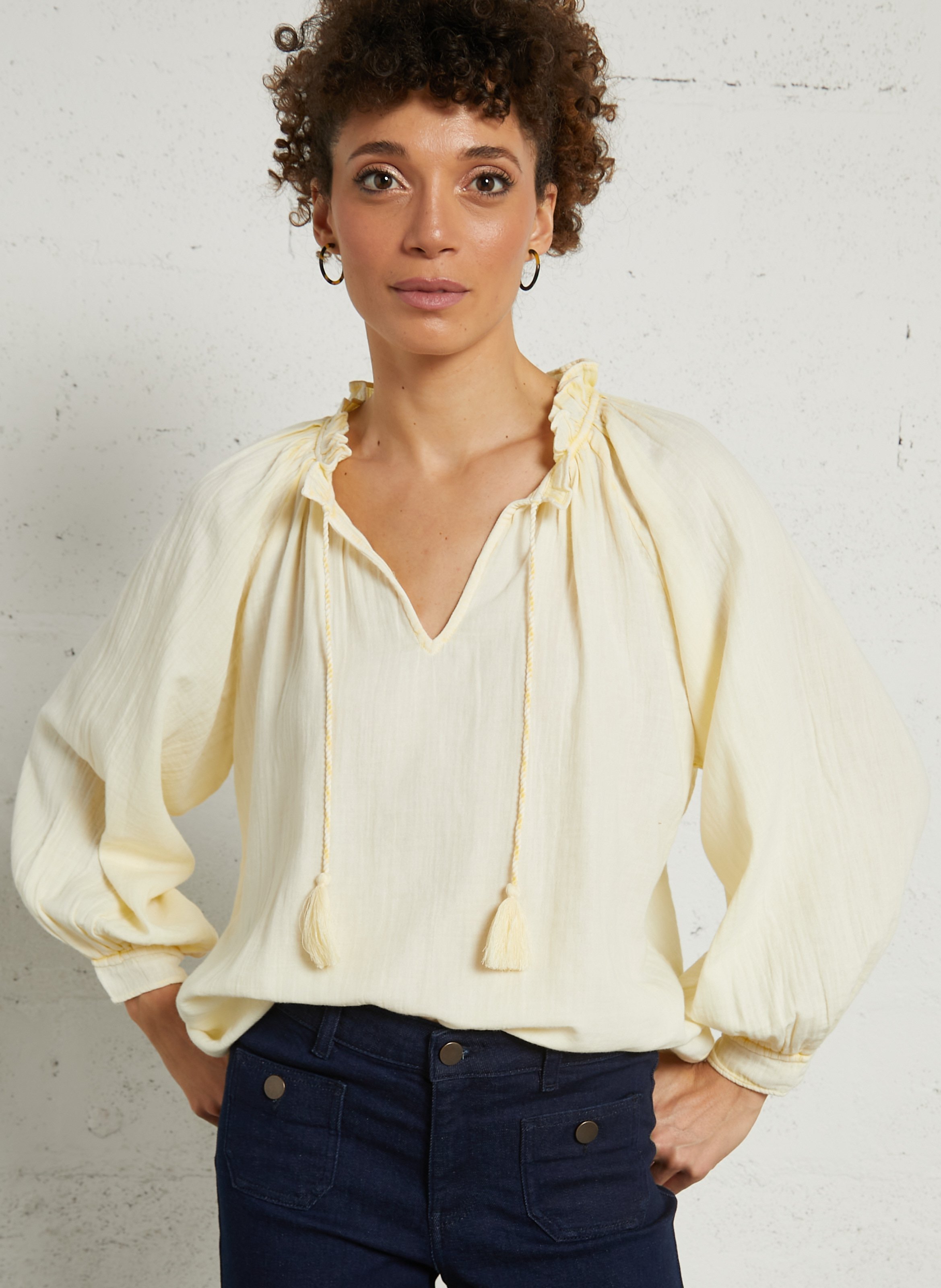 Blouse col V en coton LA PETITE ETOILE