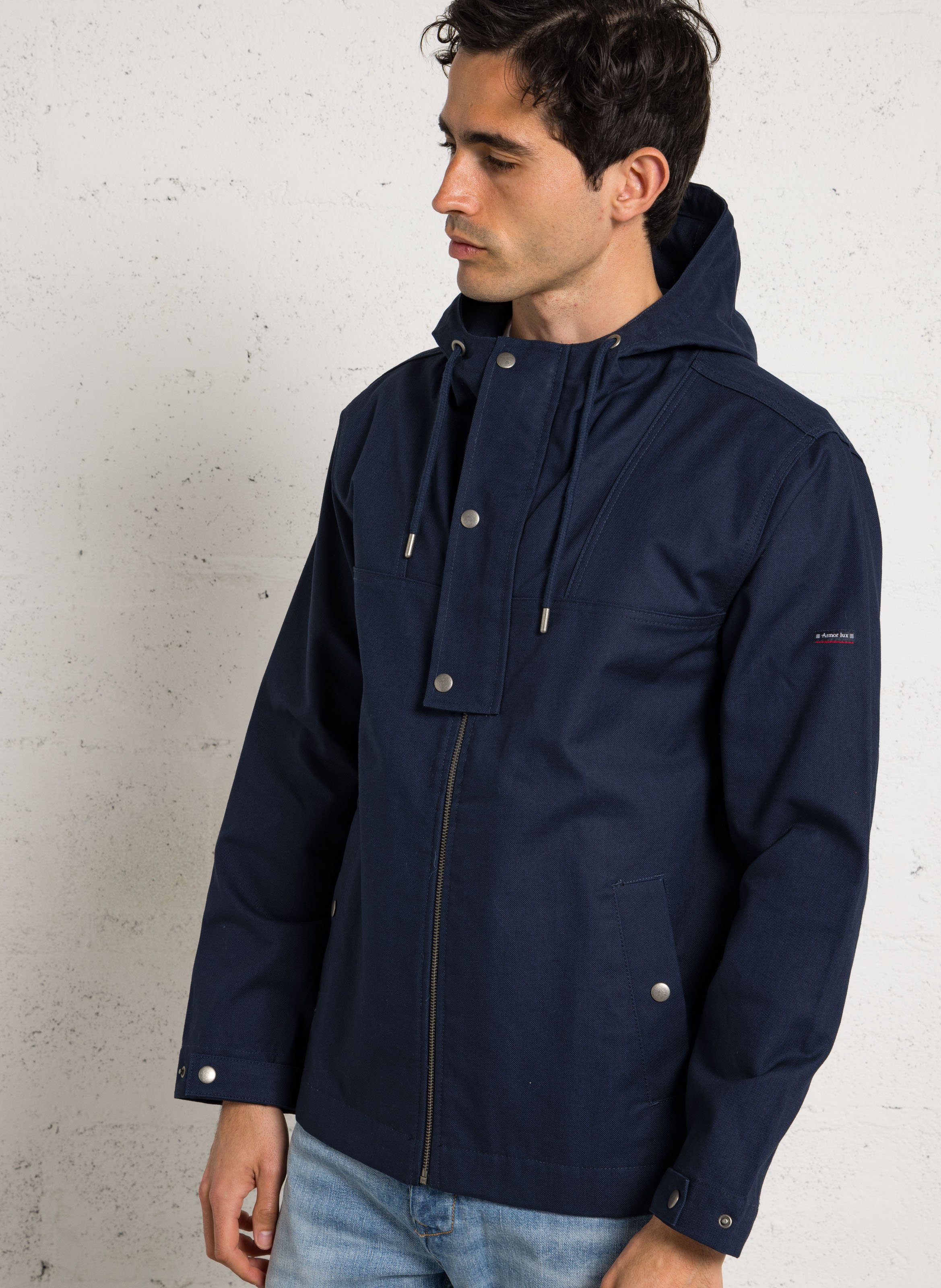 Veste droite col montant en coton ARMOR LUX Bleu