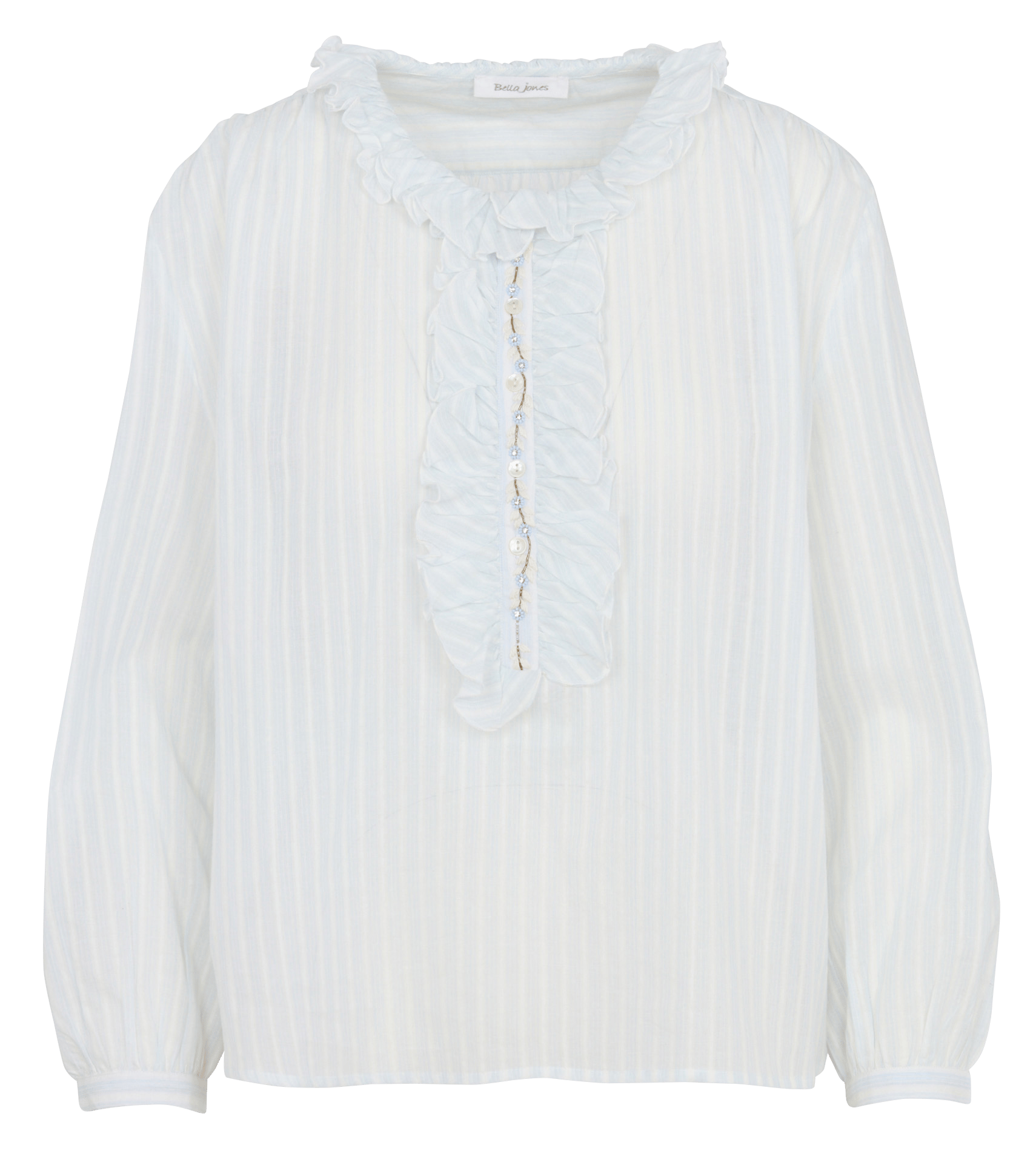 Blouse met ronde hals en ruches BELLA JONES Blauw