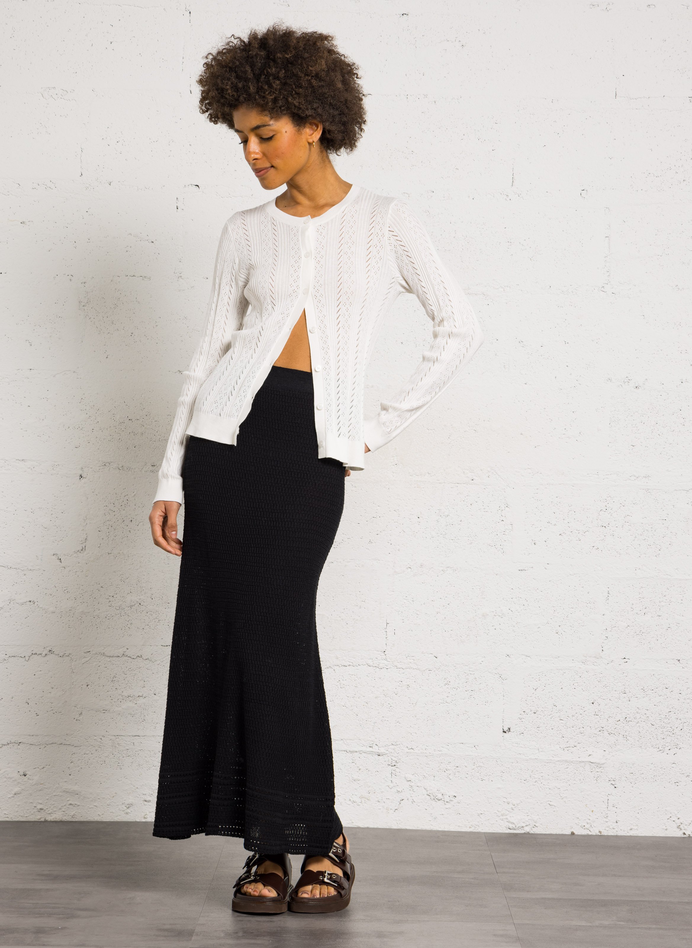 Eng anliegendes Rundhals-Cotton-Shirt SUD EXPRESS Beige