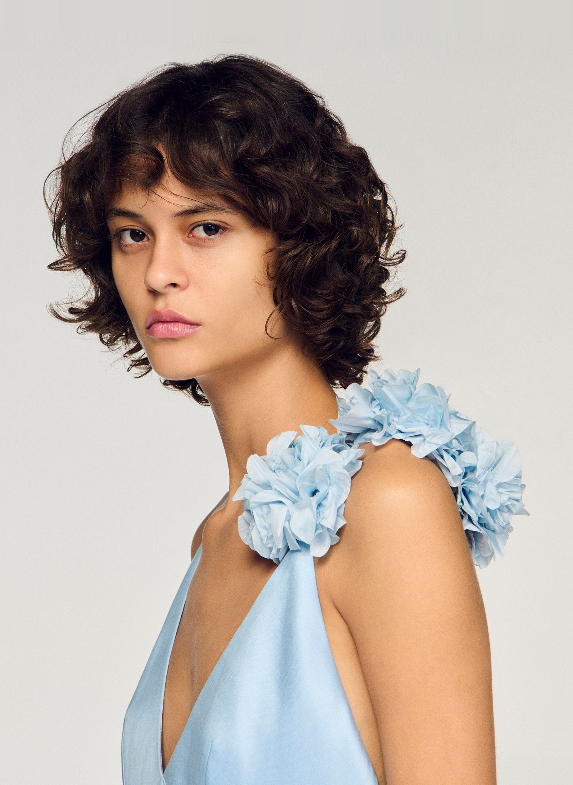 Satin asymmetric dress Blue