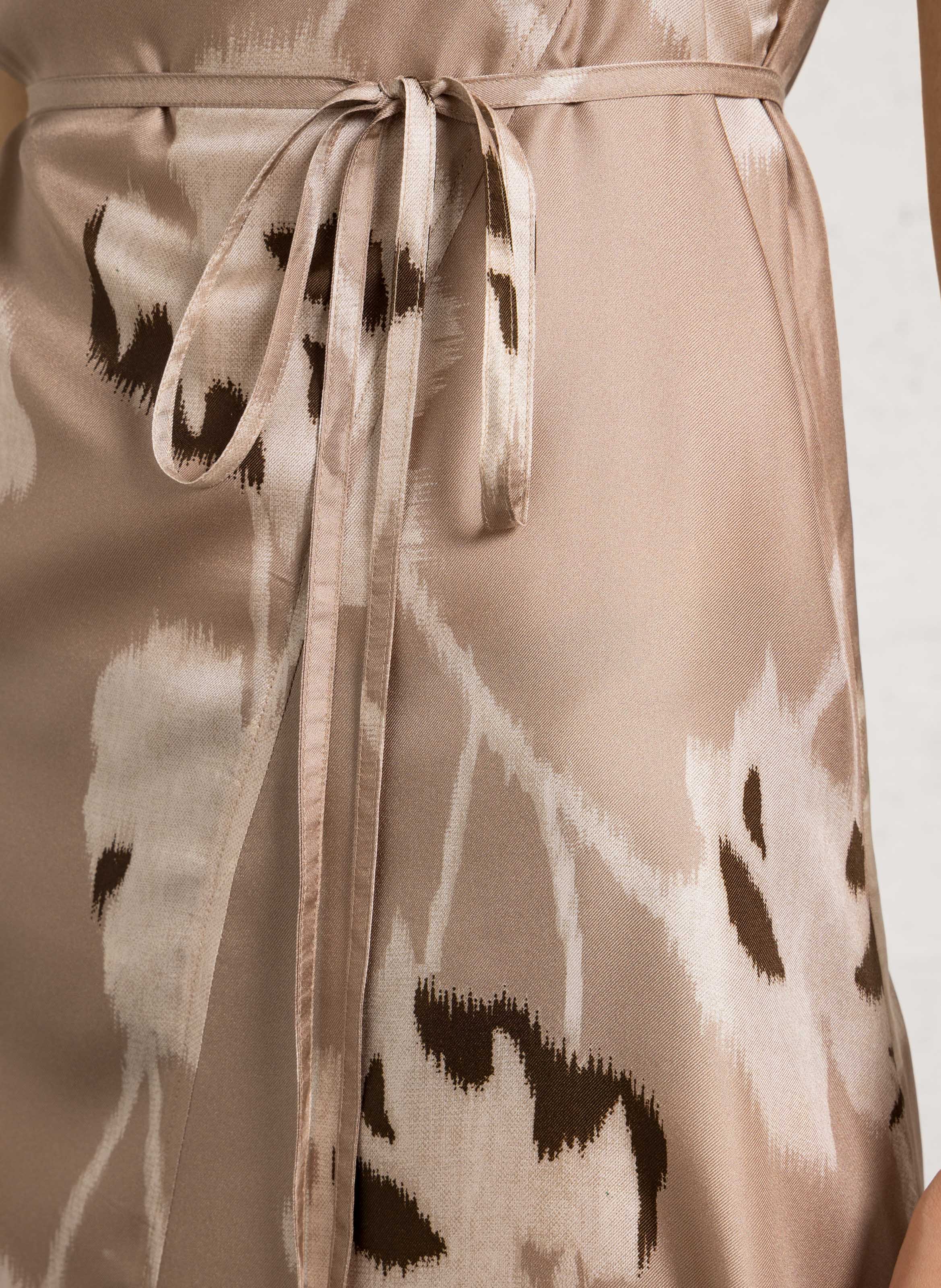 Long printed silk dress SOEUR Beige