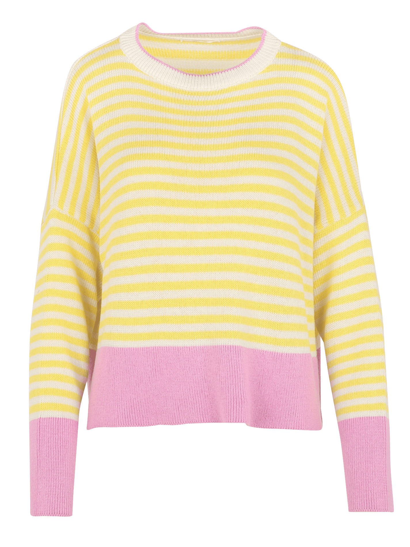 Straight cotton-blend sweater with round neck DR BLOOM Yellow