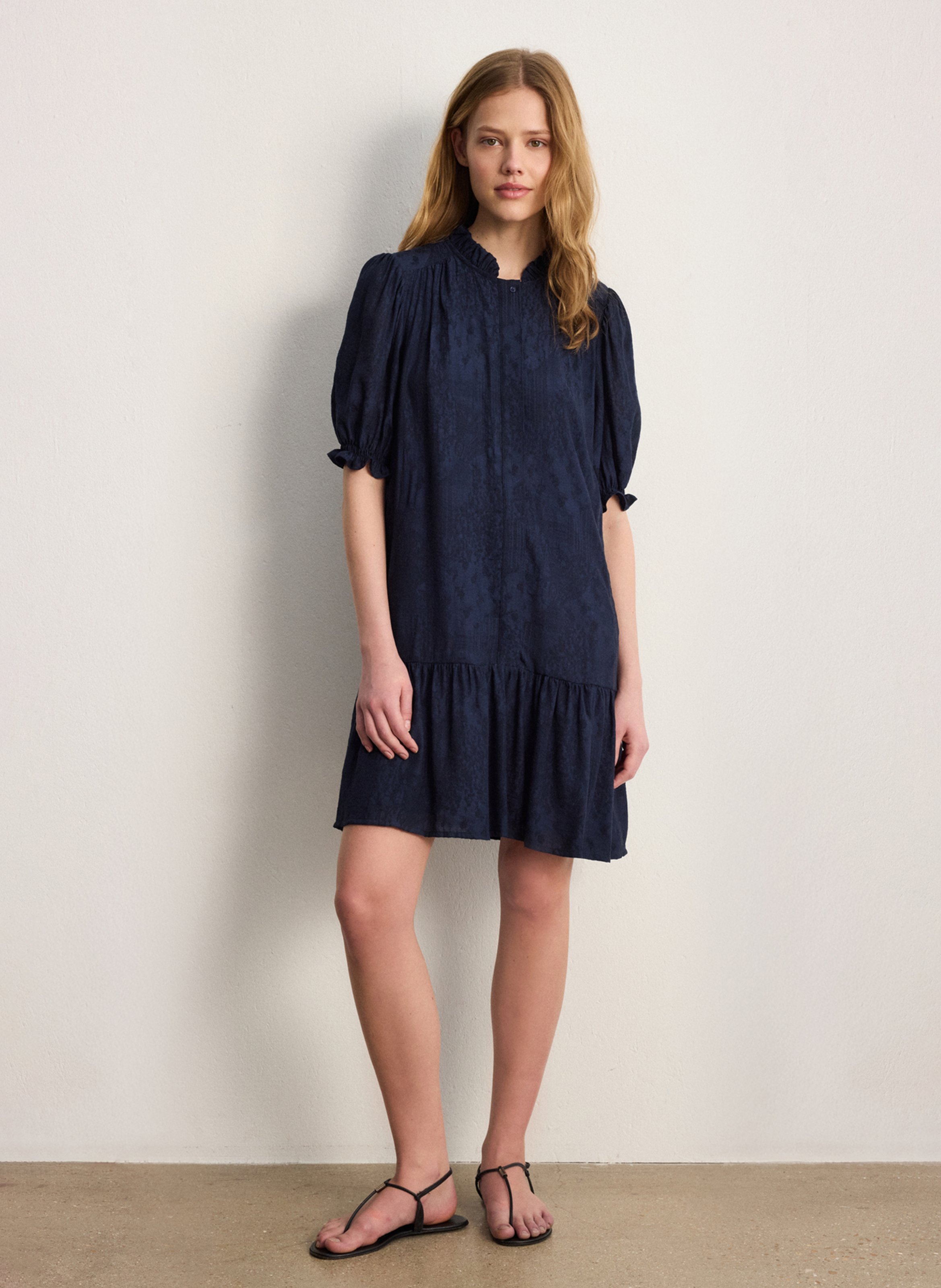 Robe courte col à volants PABLO Bleu