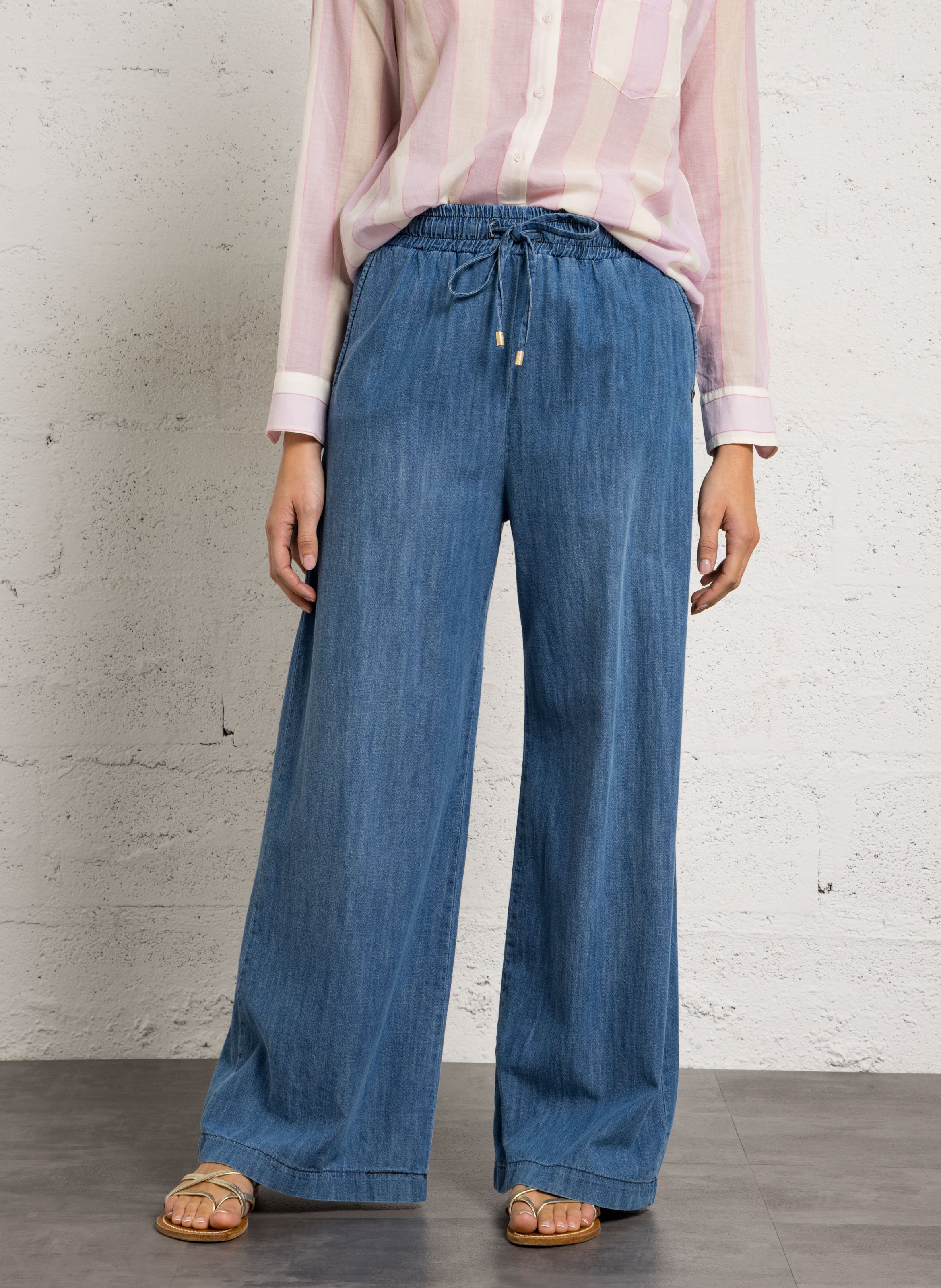 Jeans wide leg PLEASE Blu