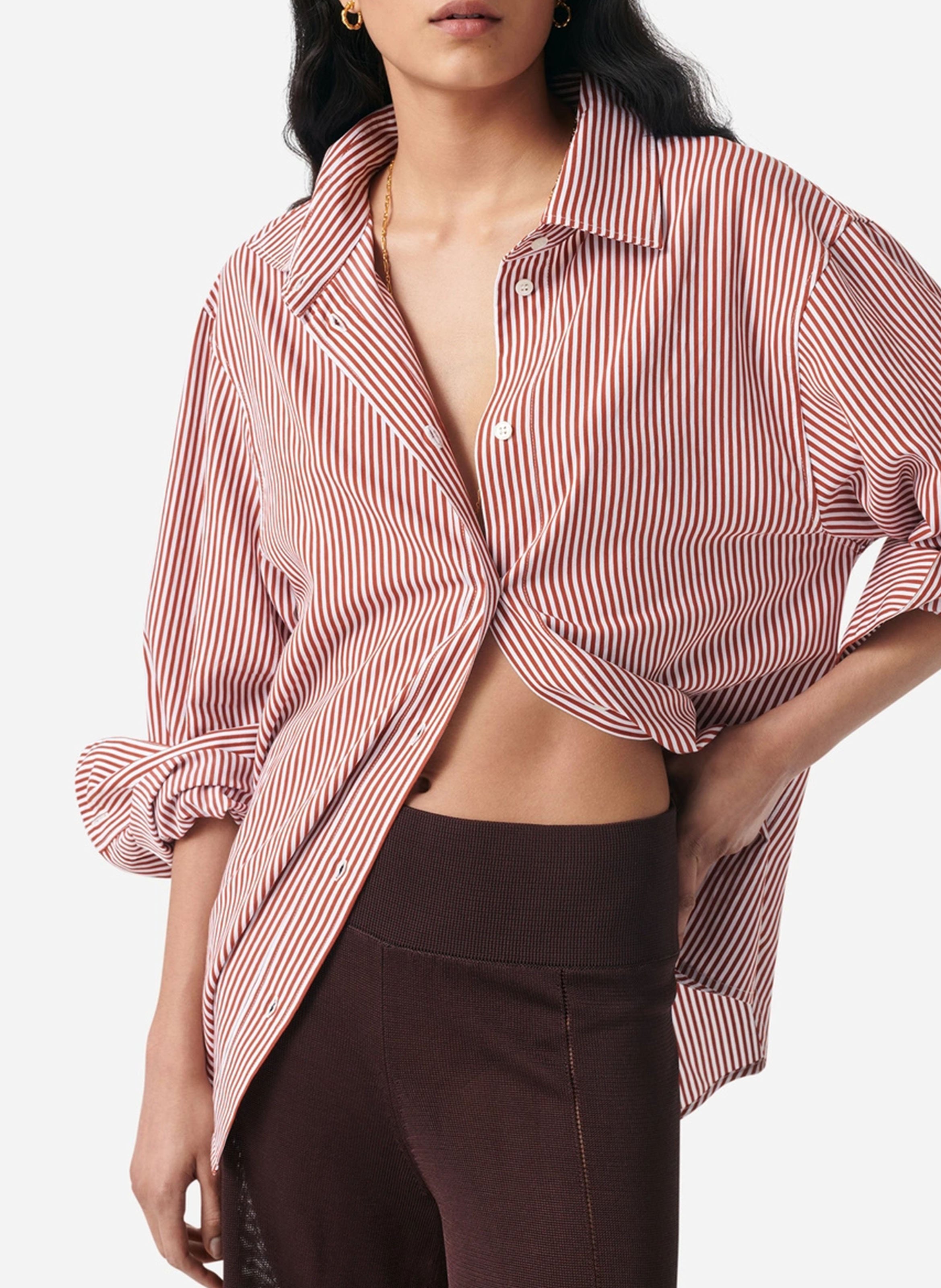 Gestreept, recht overhemd met klassieke kraag VANESSA BRUNO Bruin