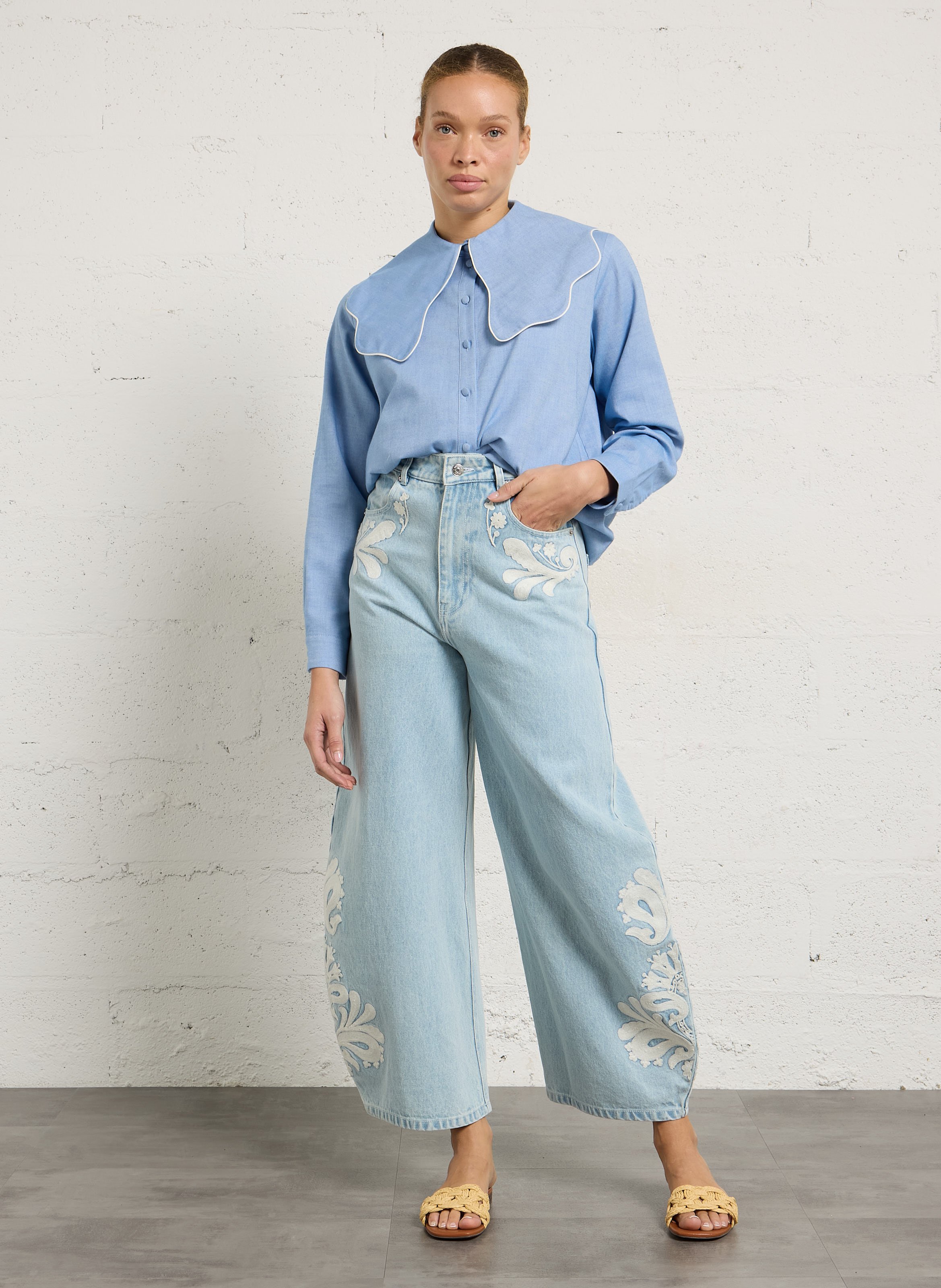 Capri - Einfarbige Oversize-Bluse ELISE CHALMIN Blau