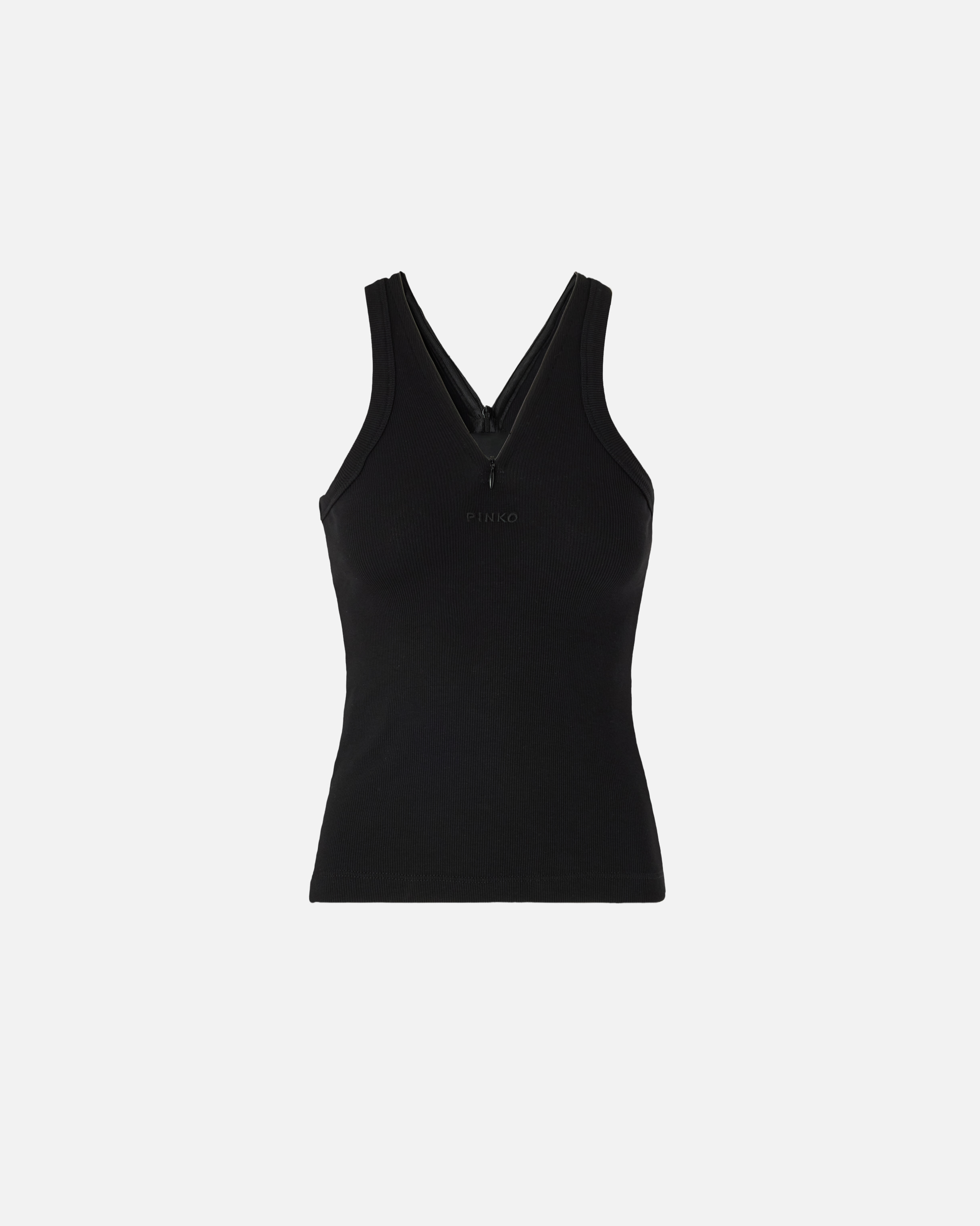 Débardeur côtelé à col en v et logo pinko PINKO Noir