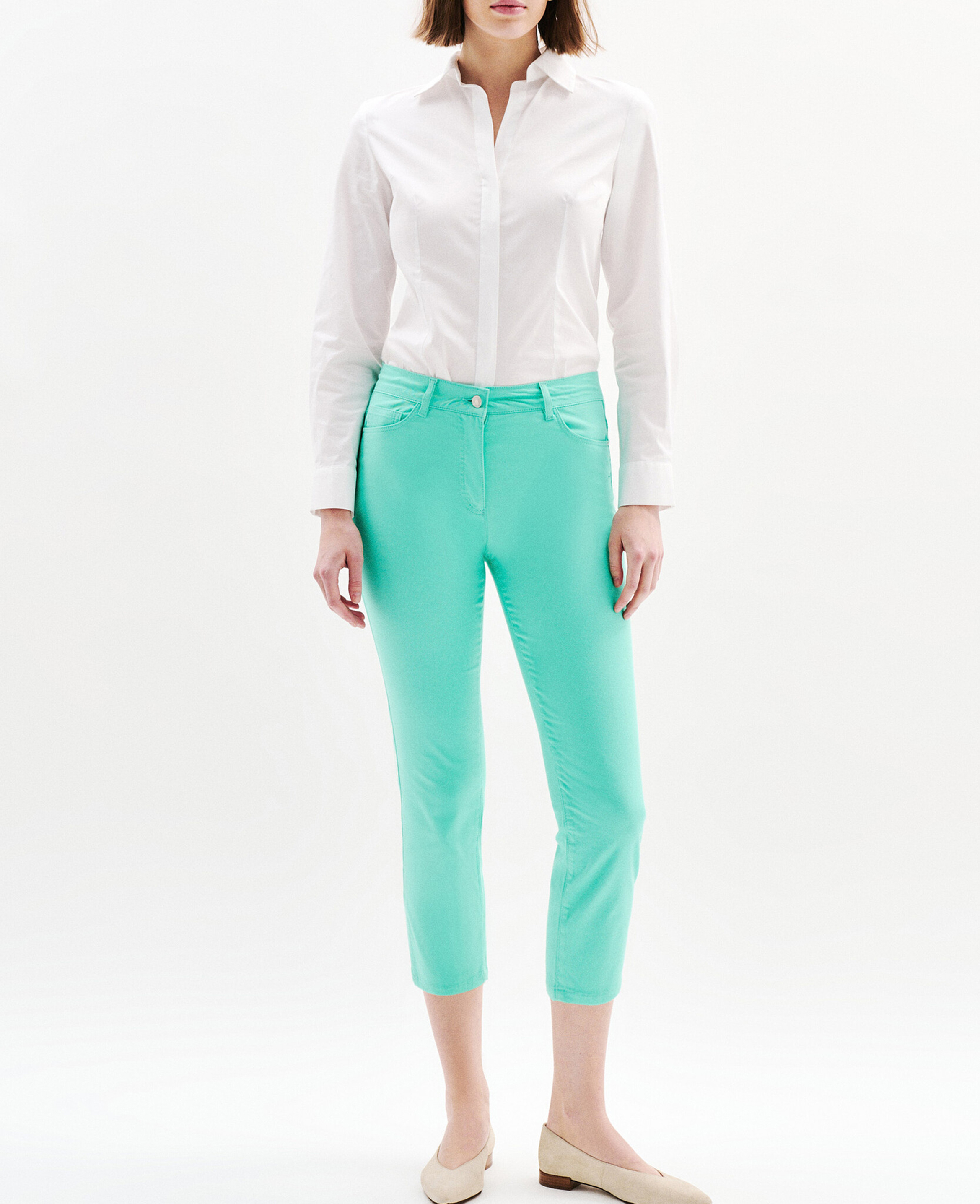 High-rise straight cotton-blend jeans CAROLL Green