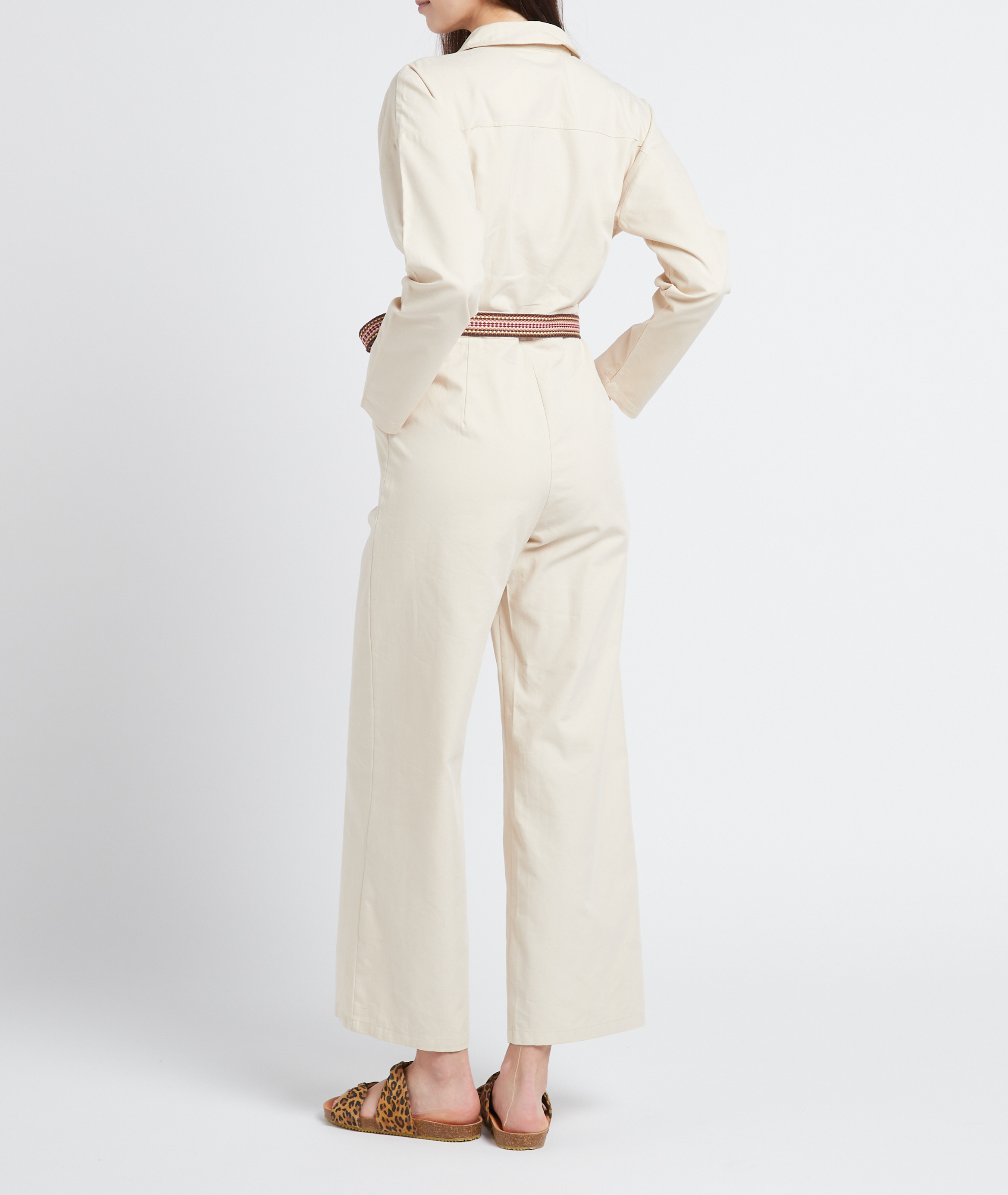 Cotton-blend belted jumpsuit with tailored collar LA PETITE ETOILE Beige