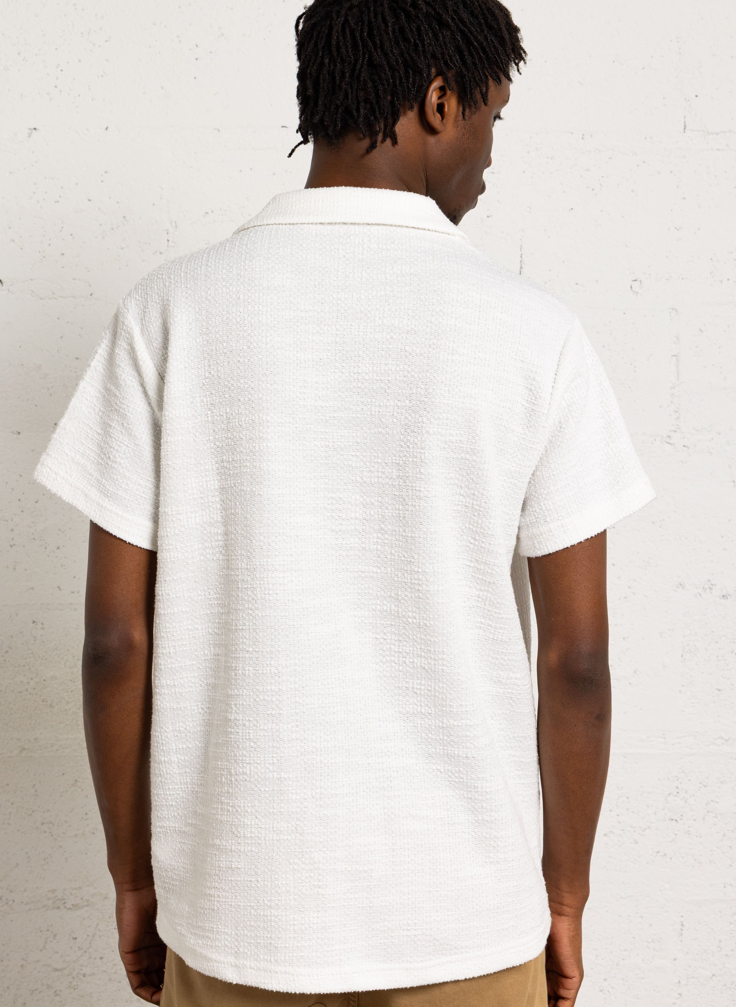 Chemise oversize col cubain en coton mélangé LE TEMPS DES CERISES Blanc