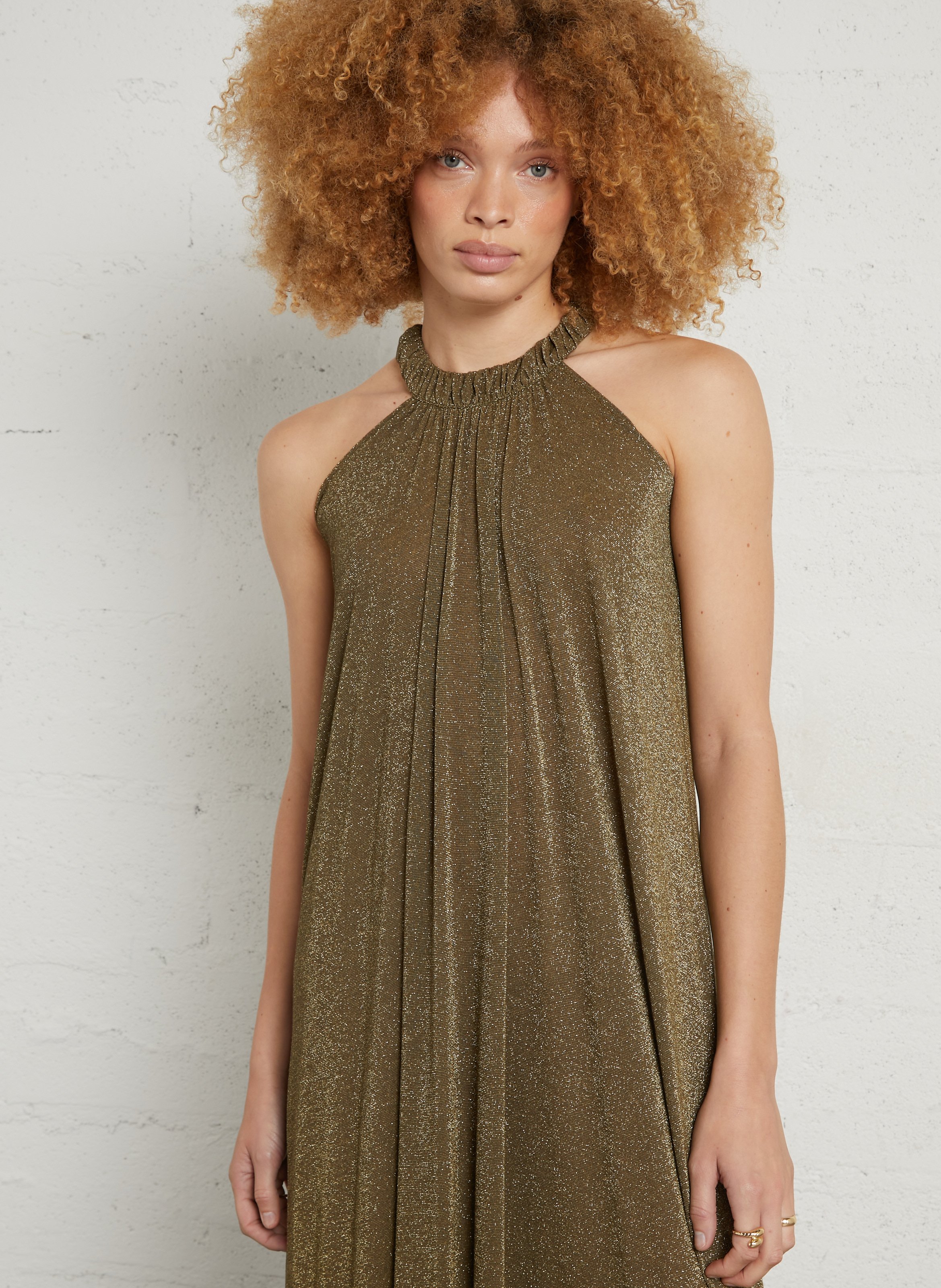 Robe longue pailletée MOMONI Marron