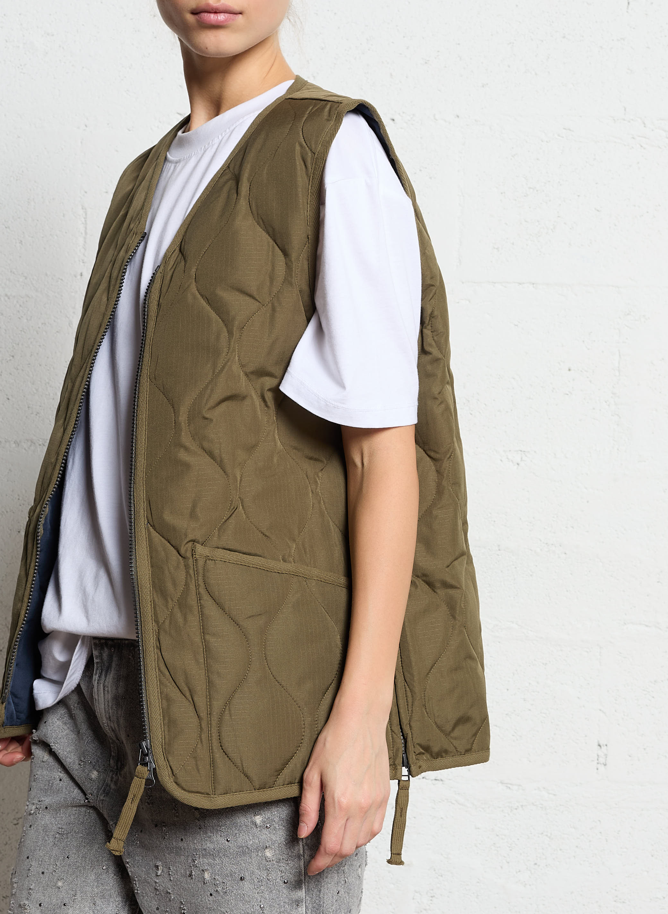 Quilted straight-cut jacket TAION Khaki