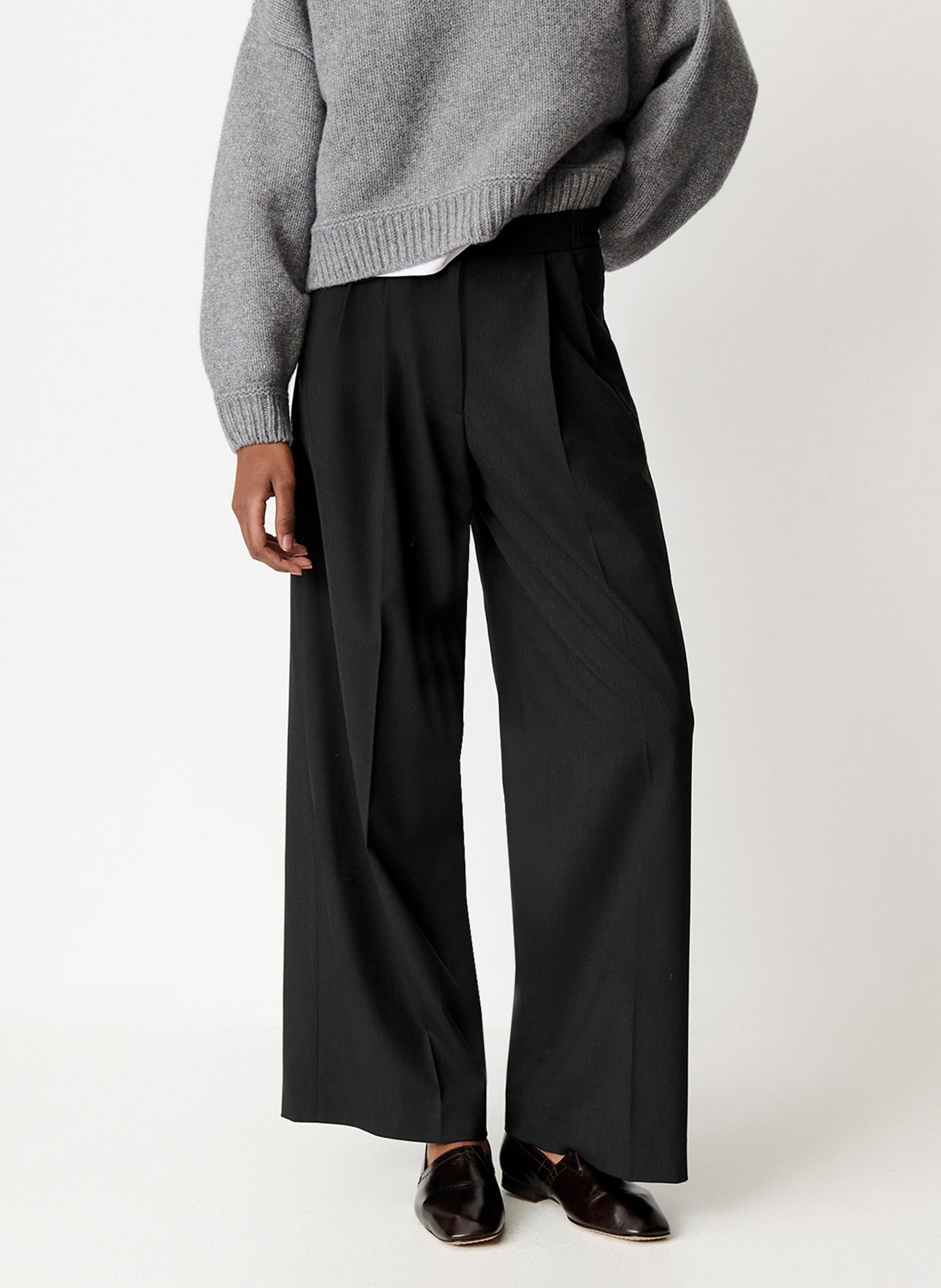 Pantalon large à taille haute SESSUN Gris
