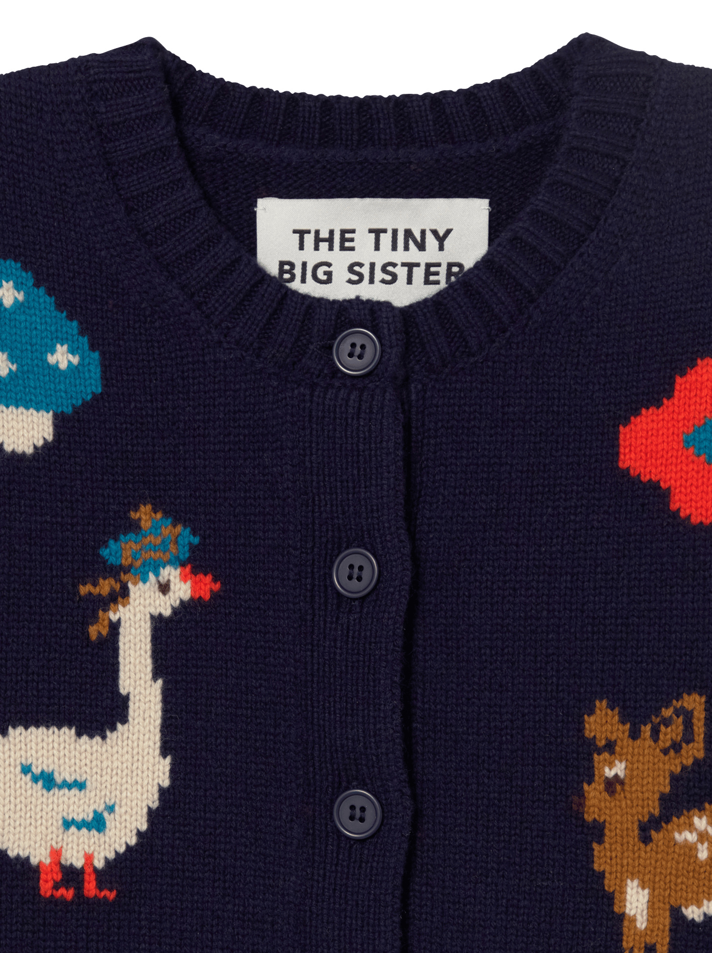 Veste col rond en laine THE TINY BIG SISTER Bleu