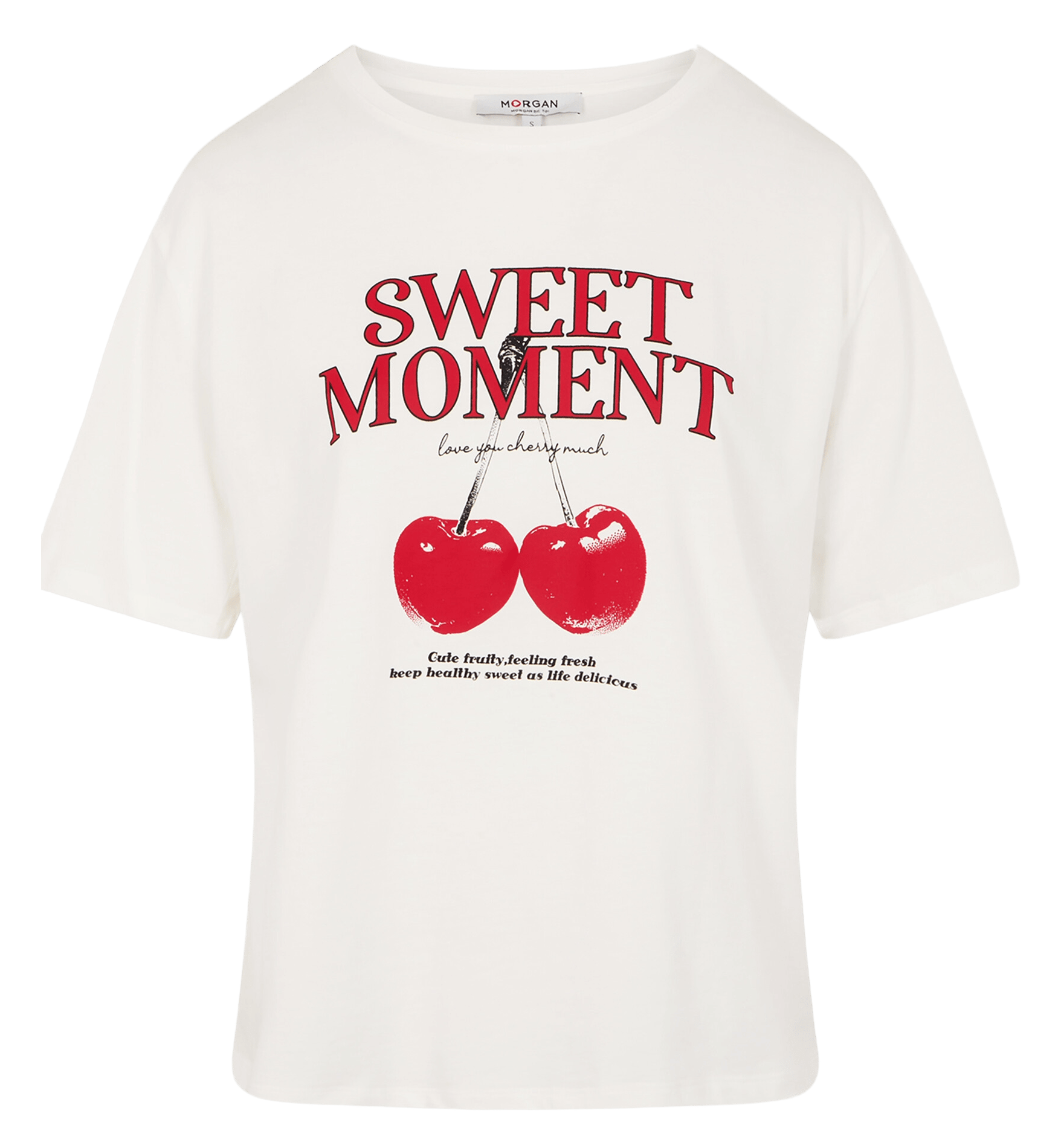 Tee-shirt col rond en coton MORGAN Blanc