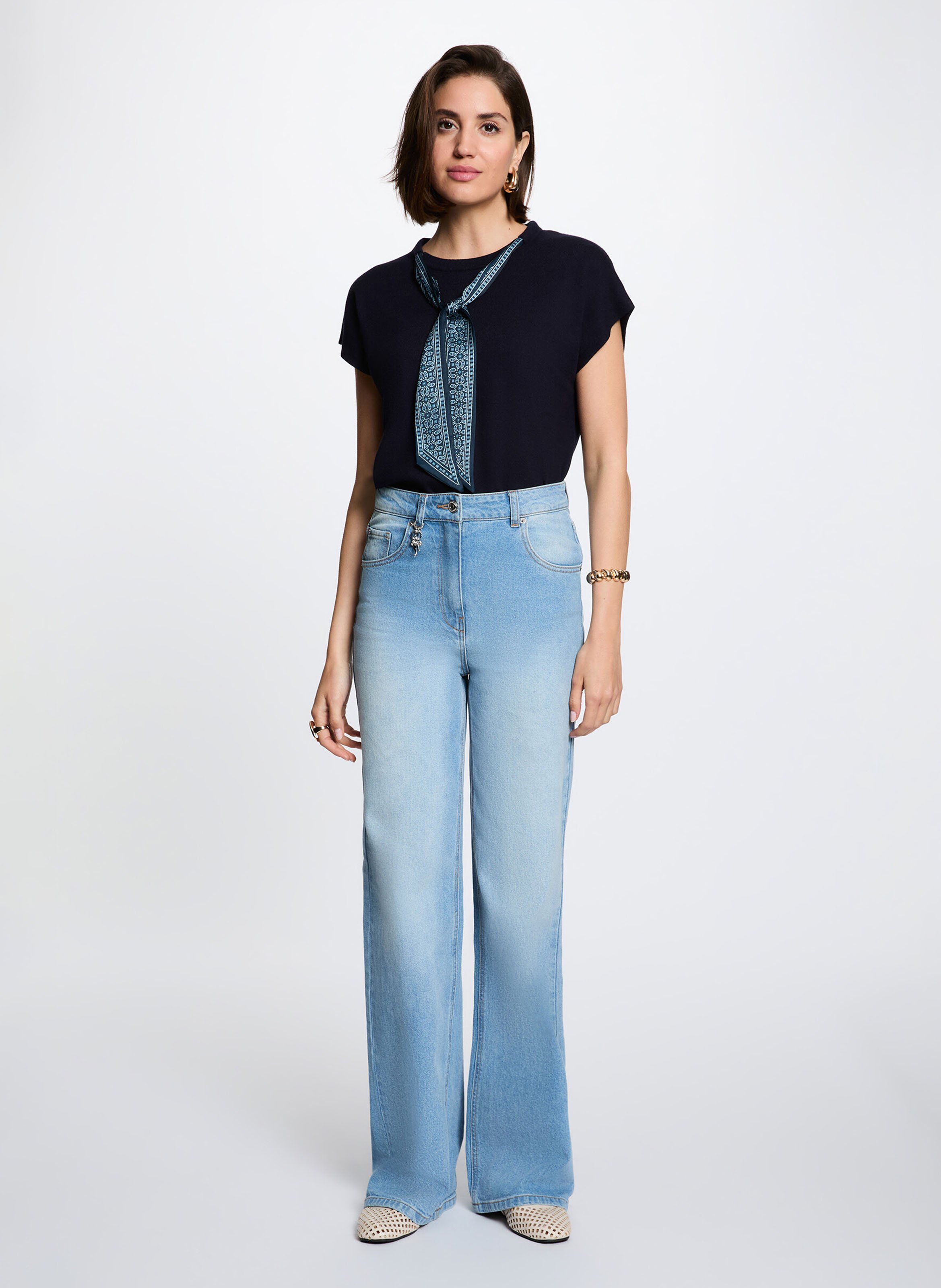 Pull sans manches foulard MORGAN Bleu
