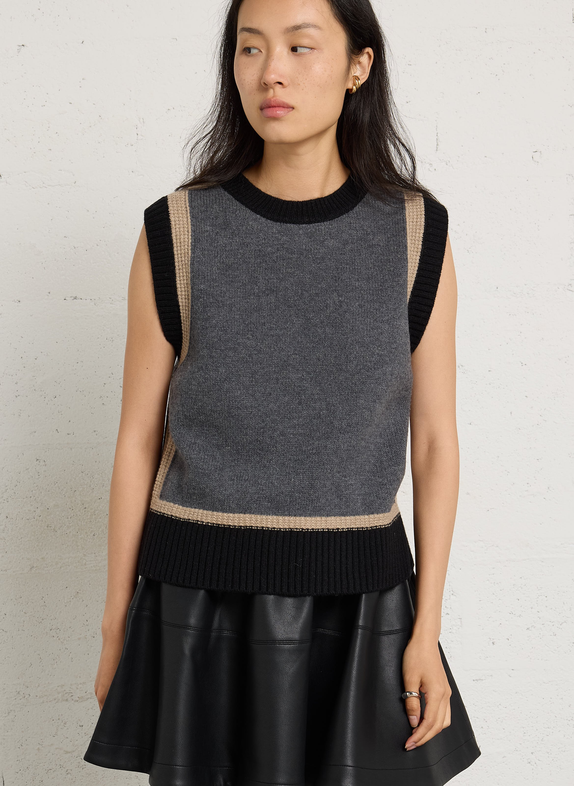 Pull droit en laine MAISON 123 Gris