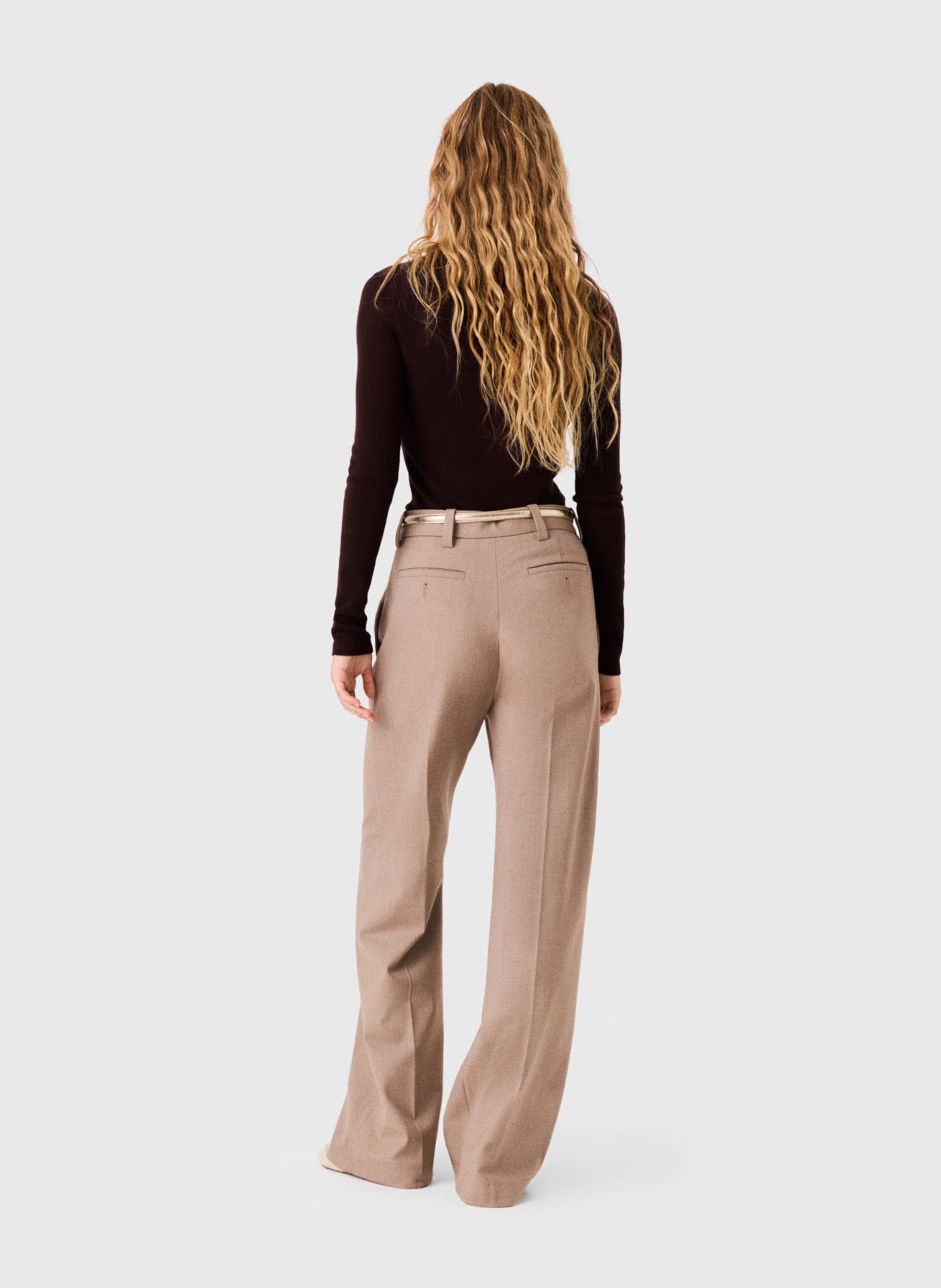 Wijde effen broek MAJE Beige