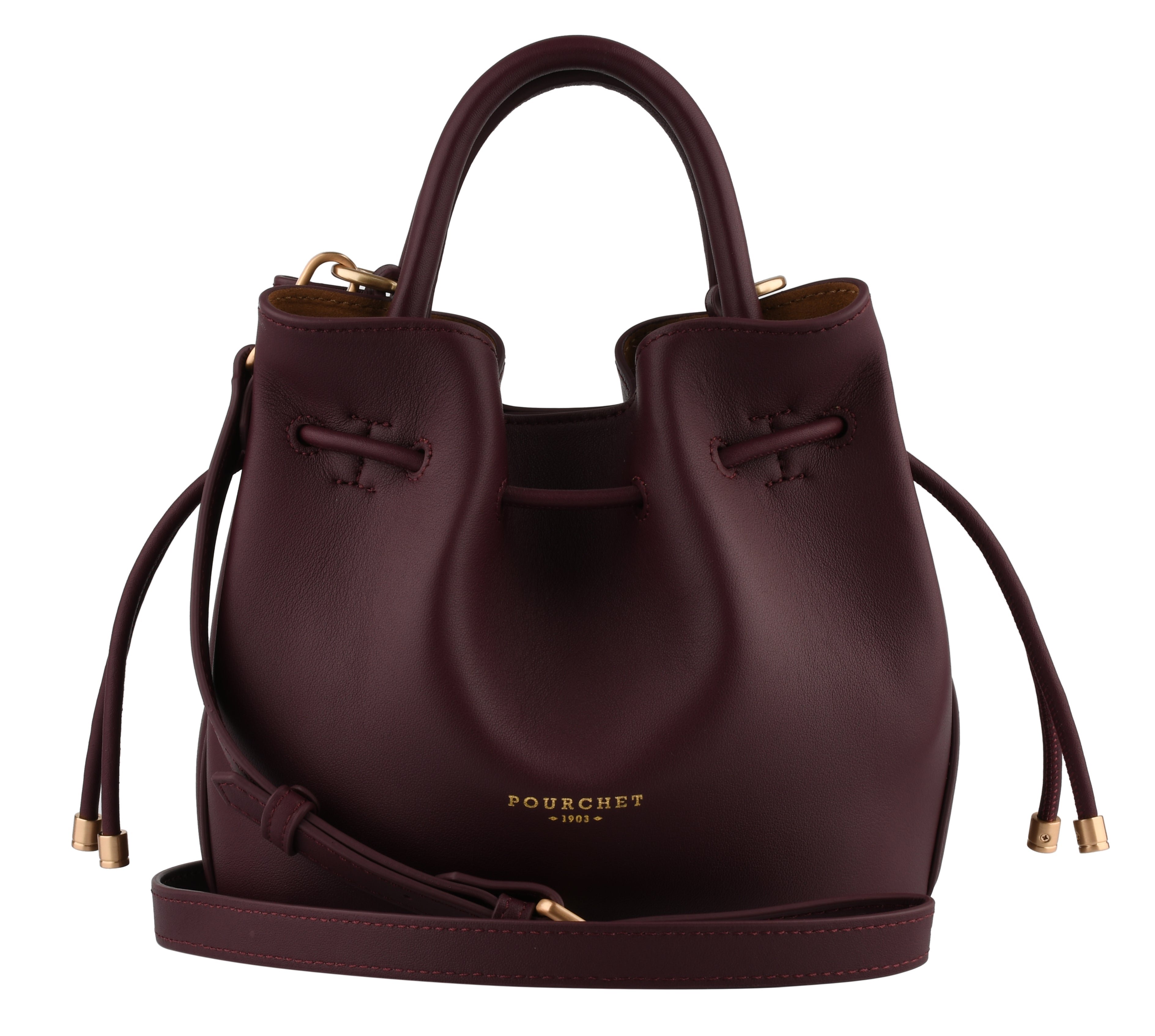 Calfskin leather handbag POURCHET Red