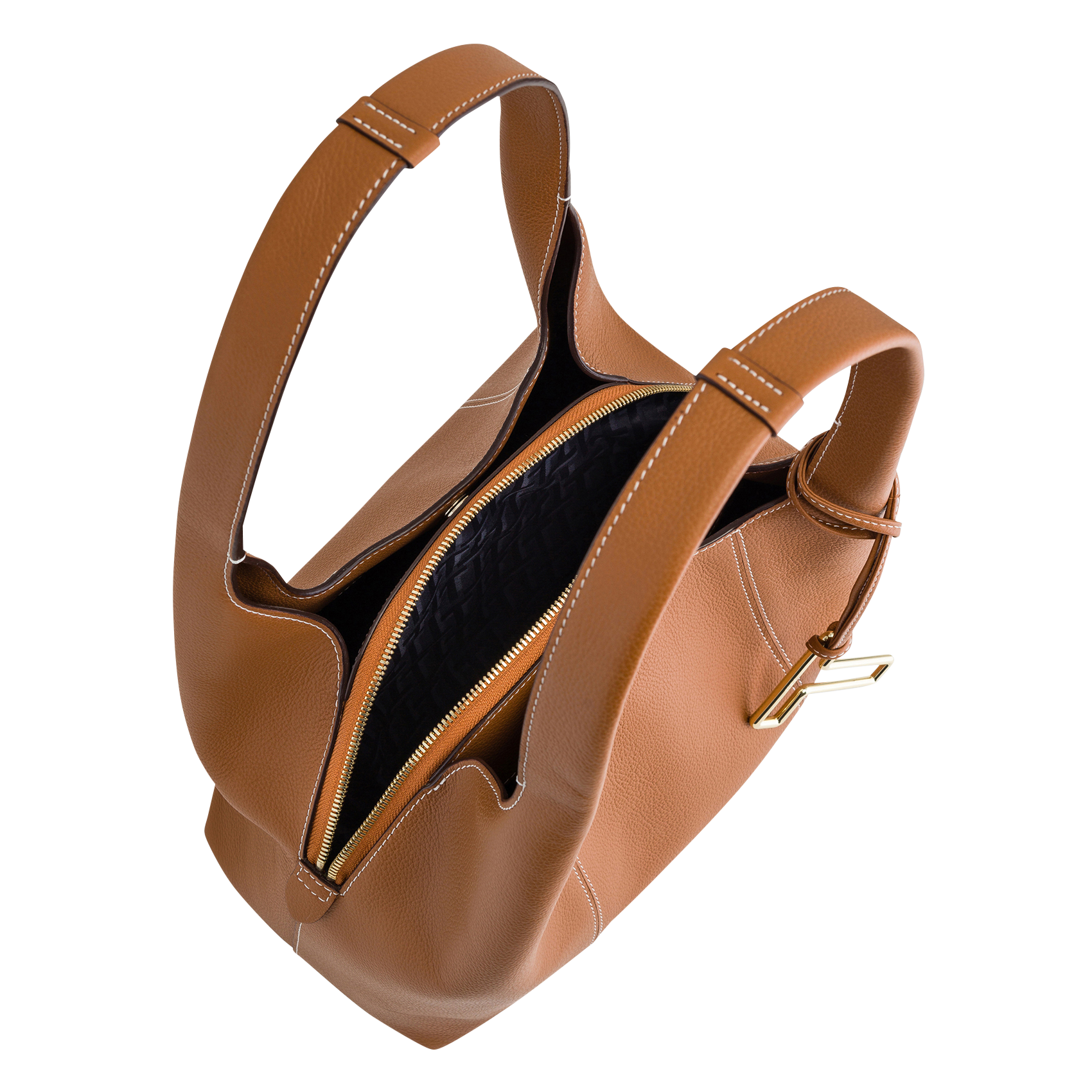 Sac porté épaule en cuir grainé LE TANNEUR Marron