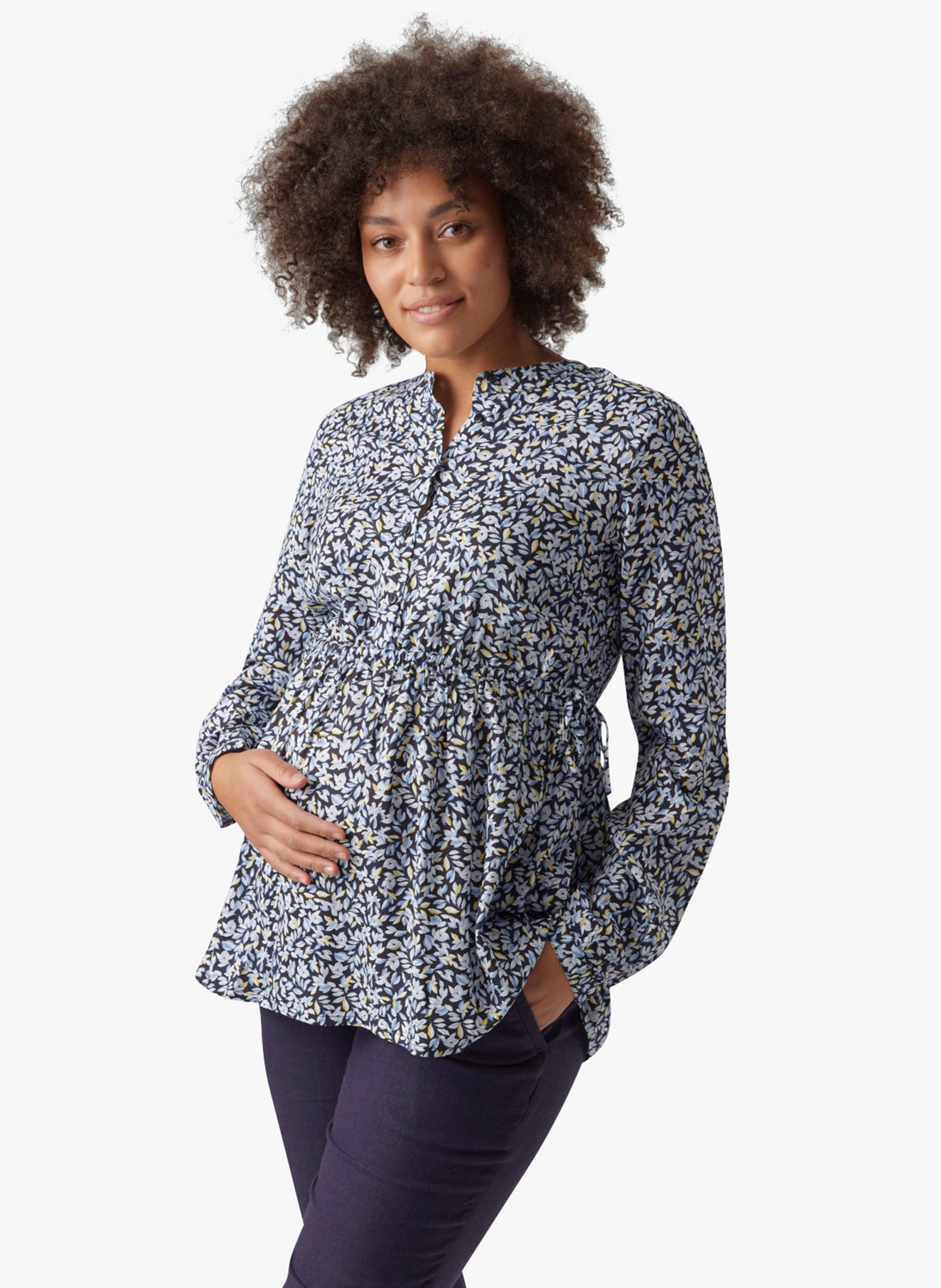 Long maternity top with long sleeves MAMALICIOUS Blue