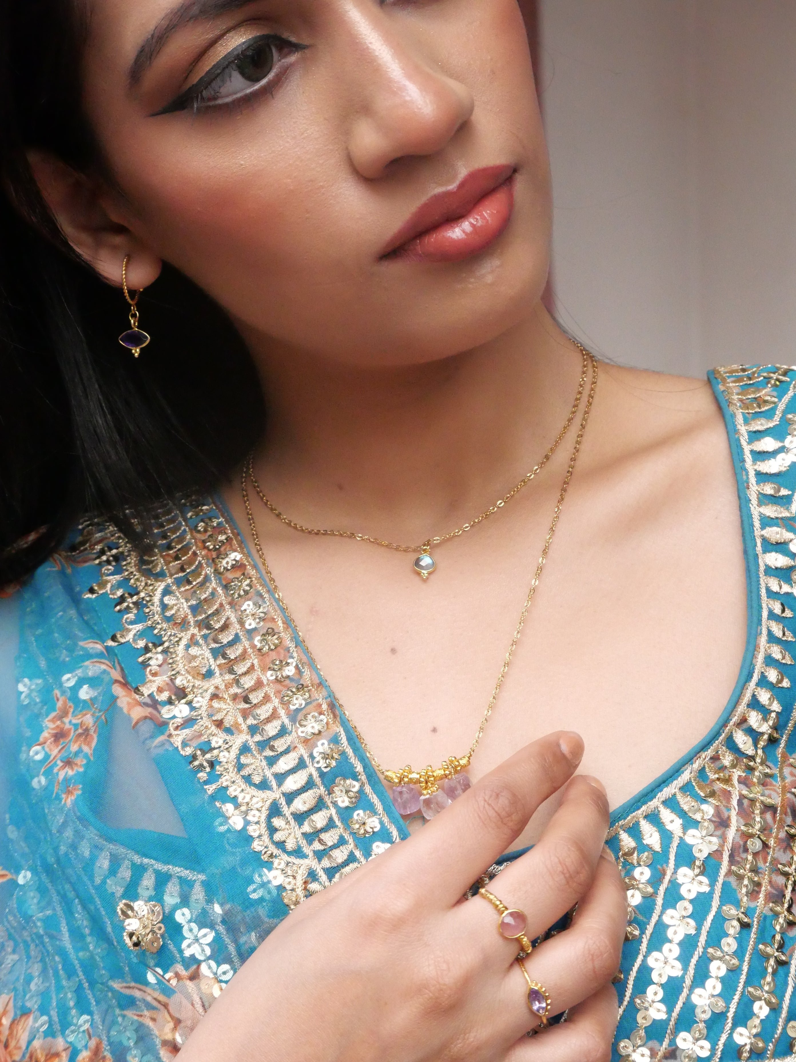 Labradorite necklace GINANDGER Grey