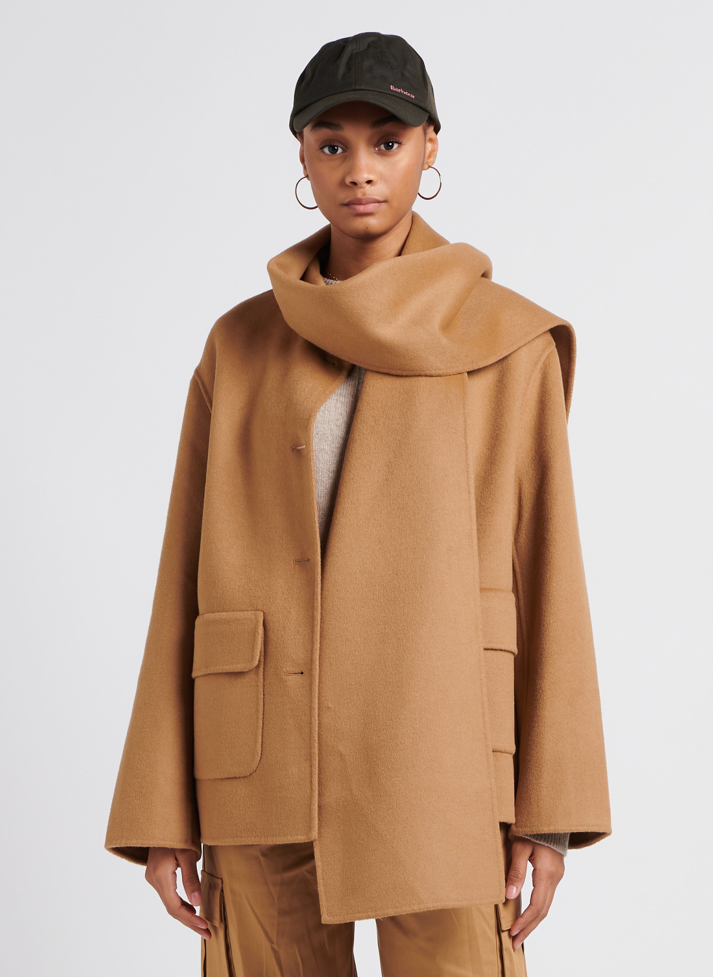 Round cheap neck coat